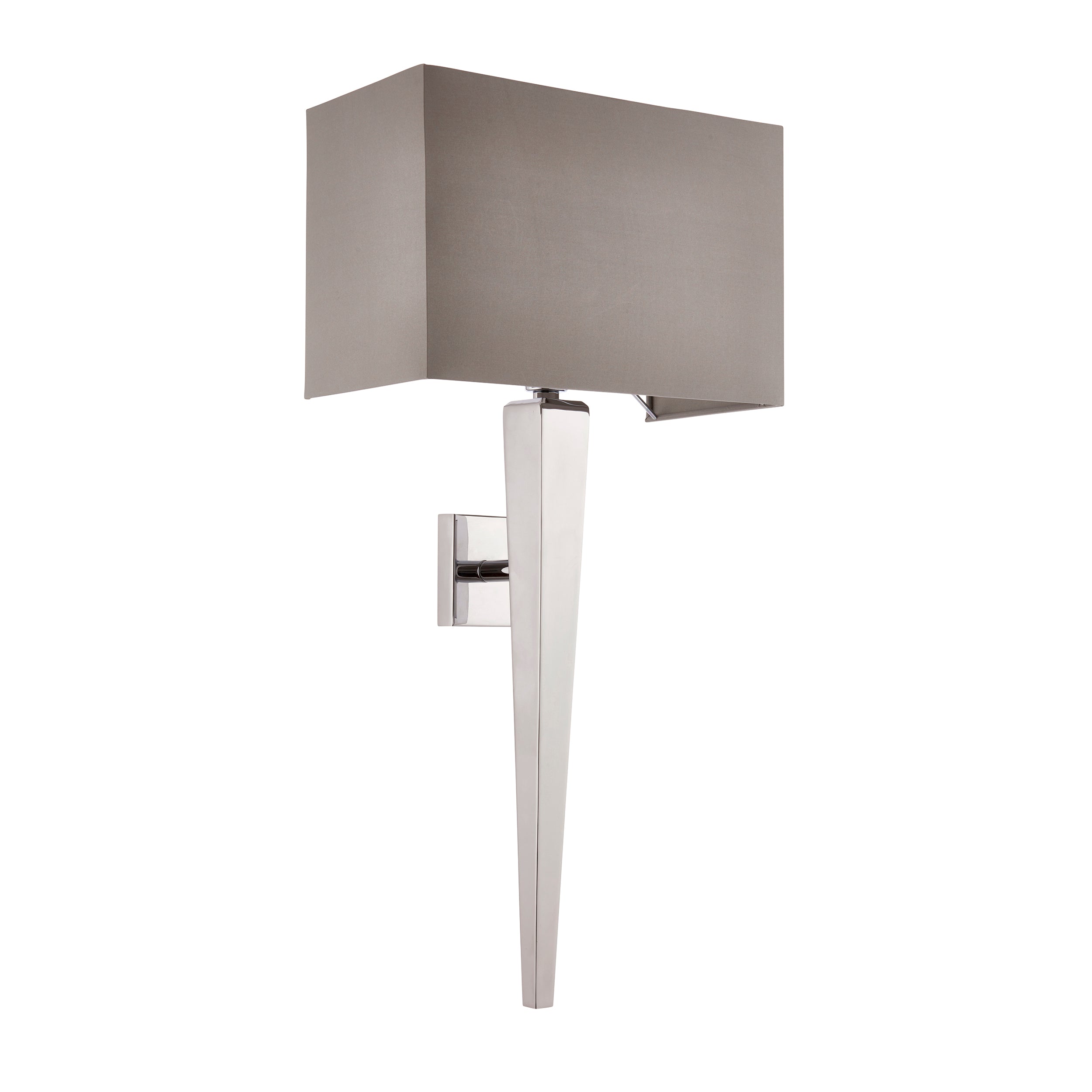 Endon Moreto Single Light Wall Light - Chrome Plate & Grey & Silver Fabric