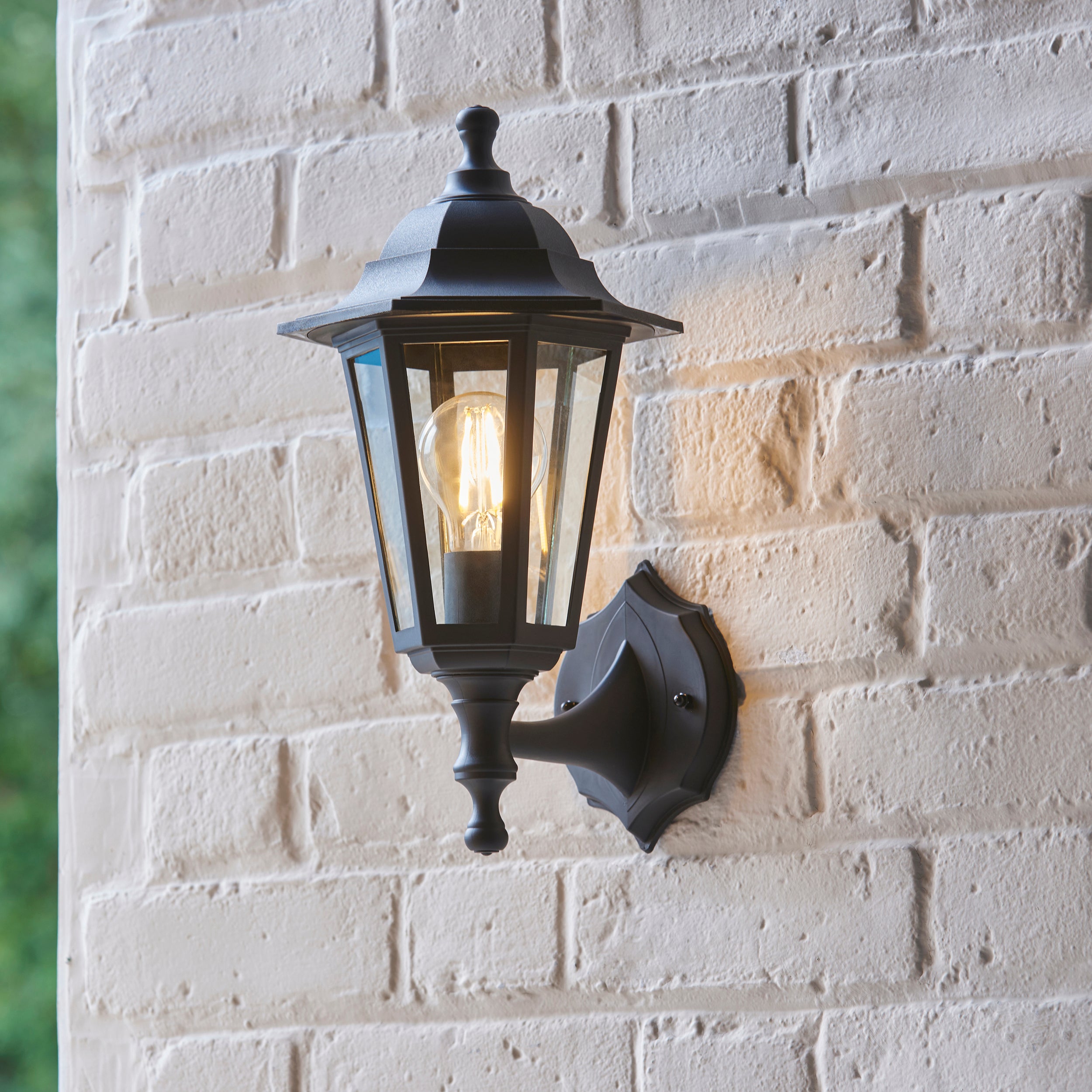 Endon Bayswater Single Light Wall Light - Black Polypropylene & Clear Glass