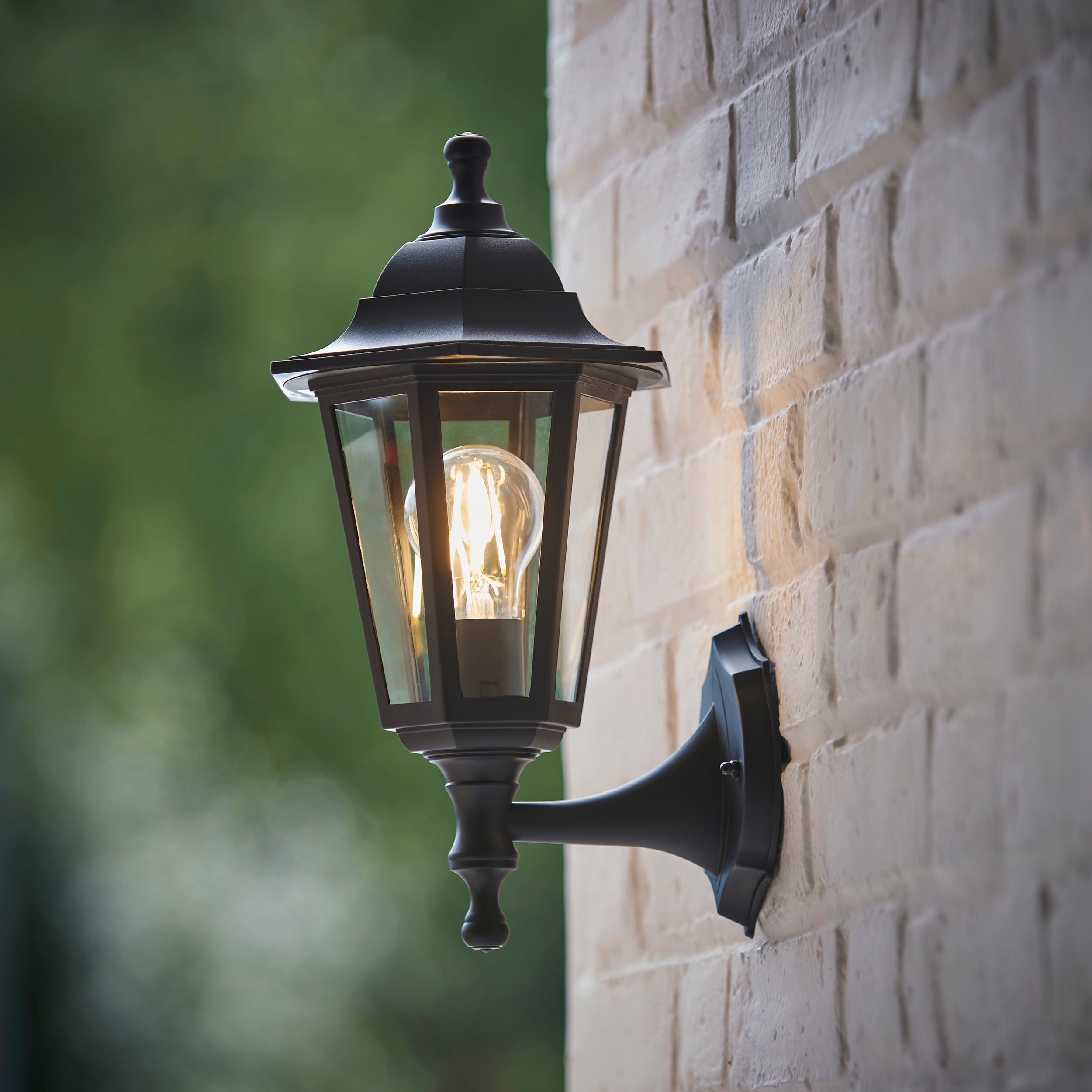 Endon Bayswater Single Light Wall Light - Black Polypropylene & Clear Glass