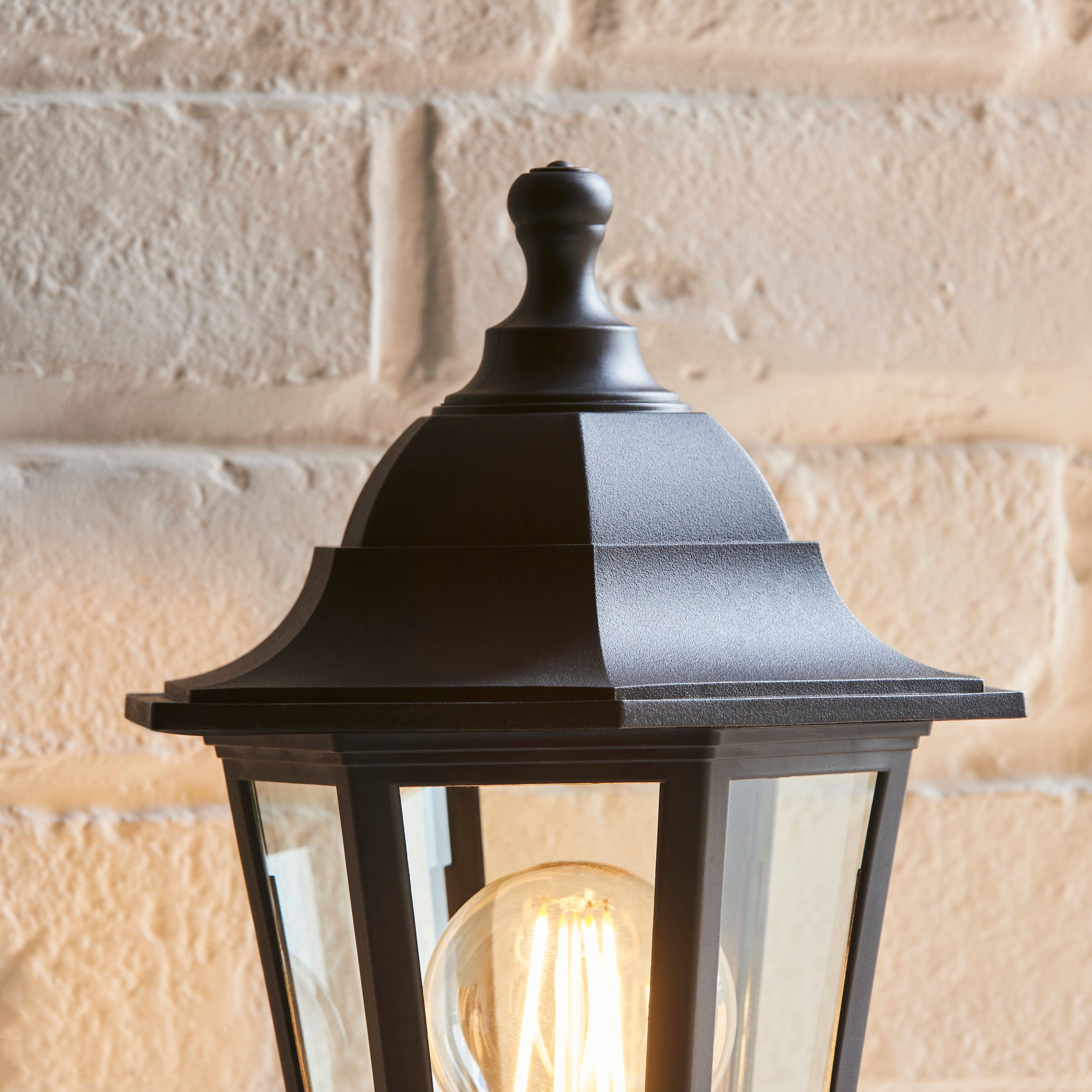 Endon Bayswater Single Light Wall Light - Black Polypropylene & Clear Glass
