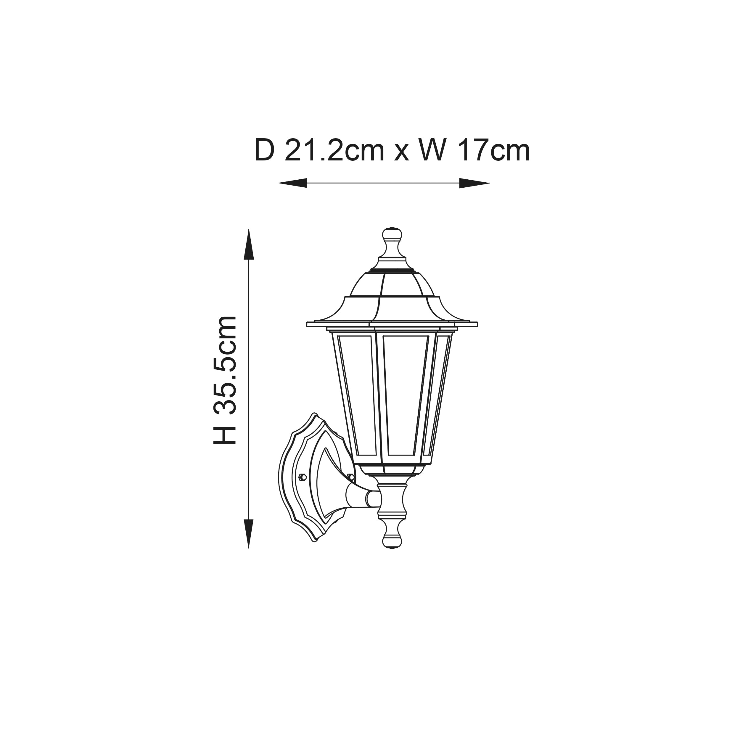 Endon Bayswater Single Light Wall Light - Black Polypropylene & Clear Glass