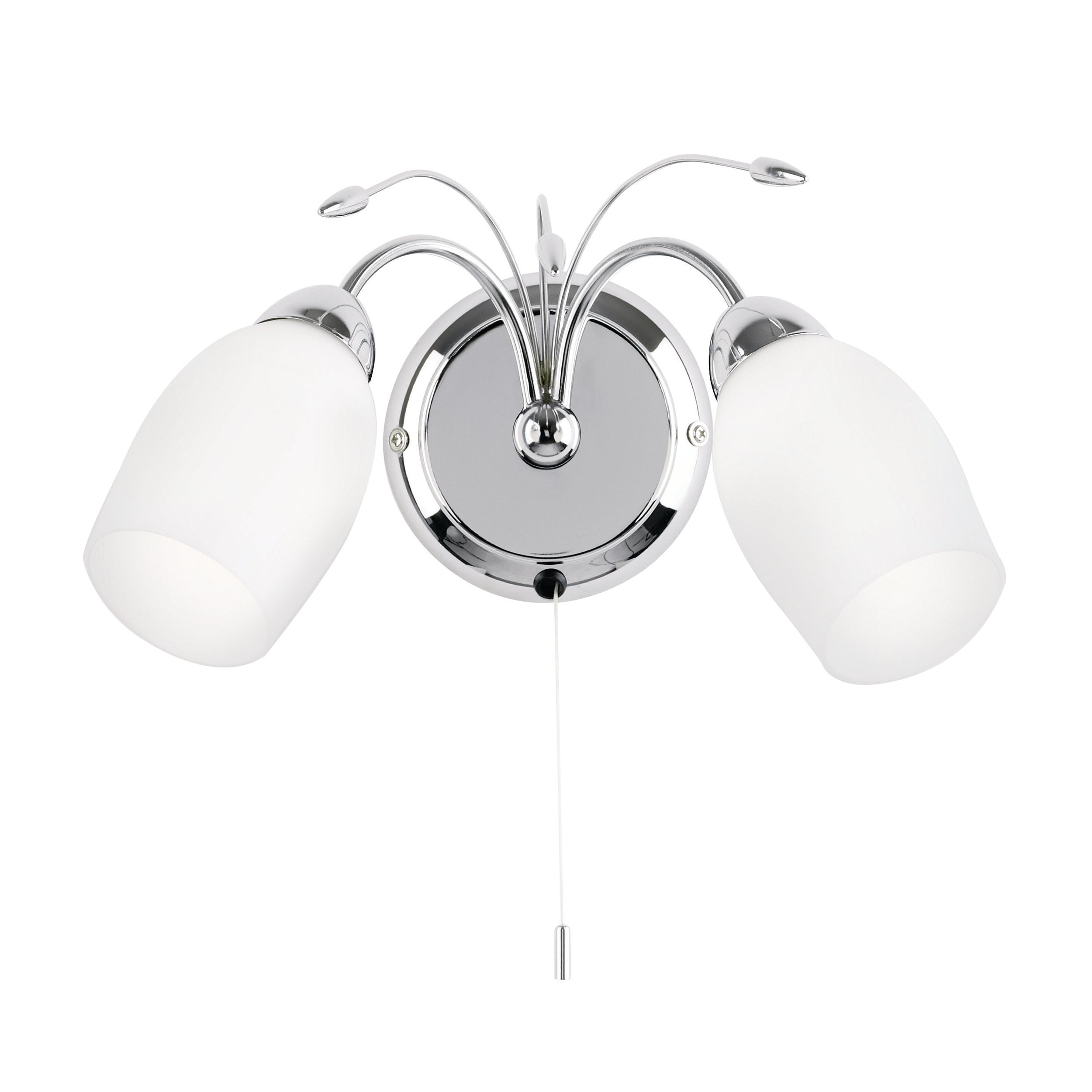 Endon Meadow 2 Light Wall Fitting - Chrome Plate & White Glass