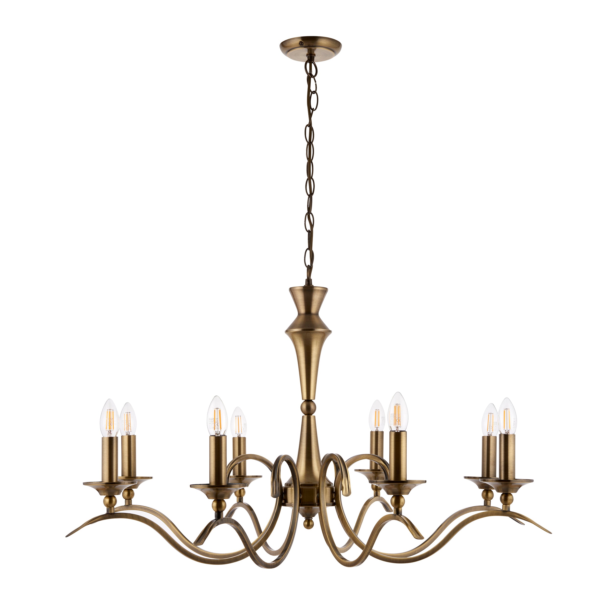 Endon Kora 8 Light Pendant - Antique Brass Plate
