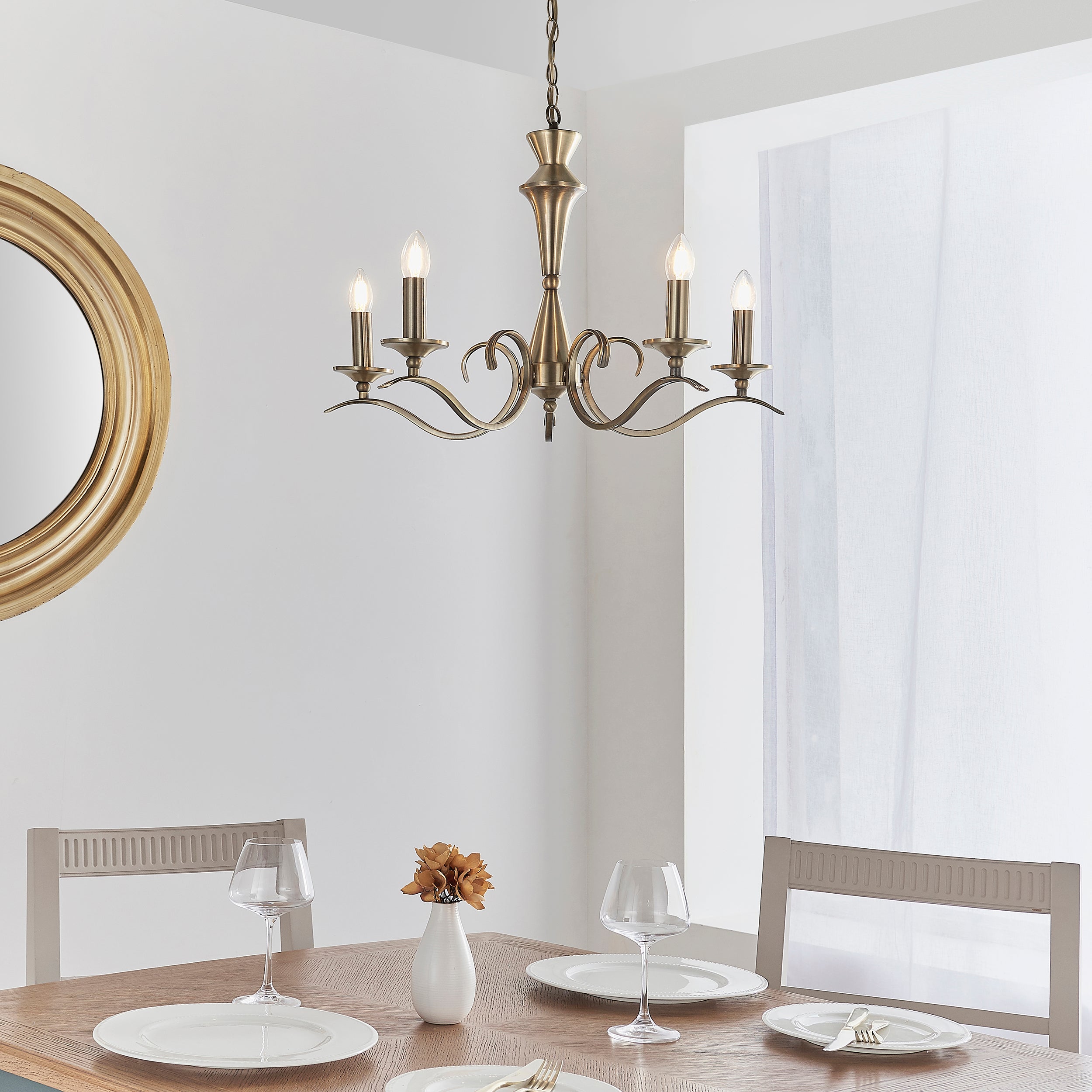 Endon Kora 5 Light Pendant - Antique Brass Plate