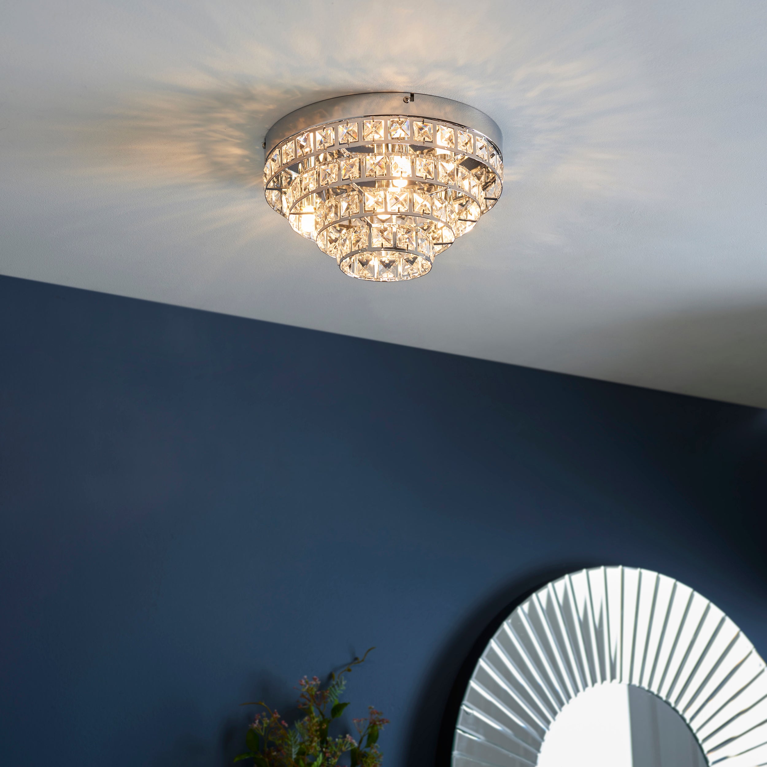 Endon Motown 4 Light Flush Fitting - Chrome Plate & Clear Crystal
