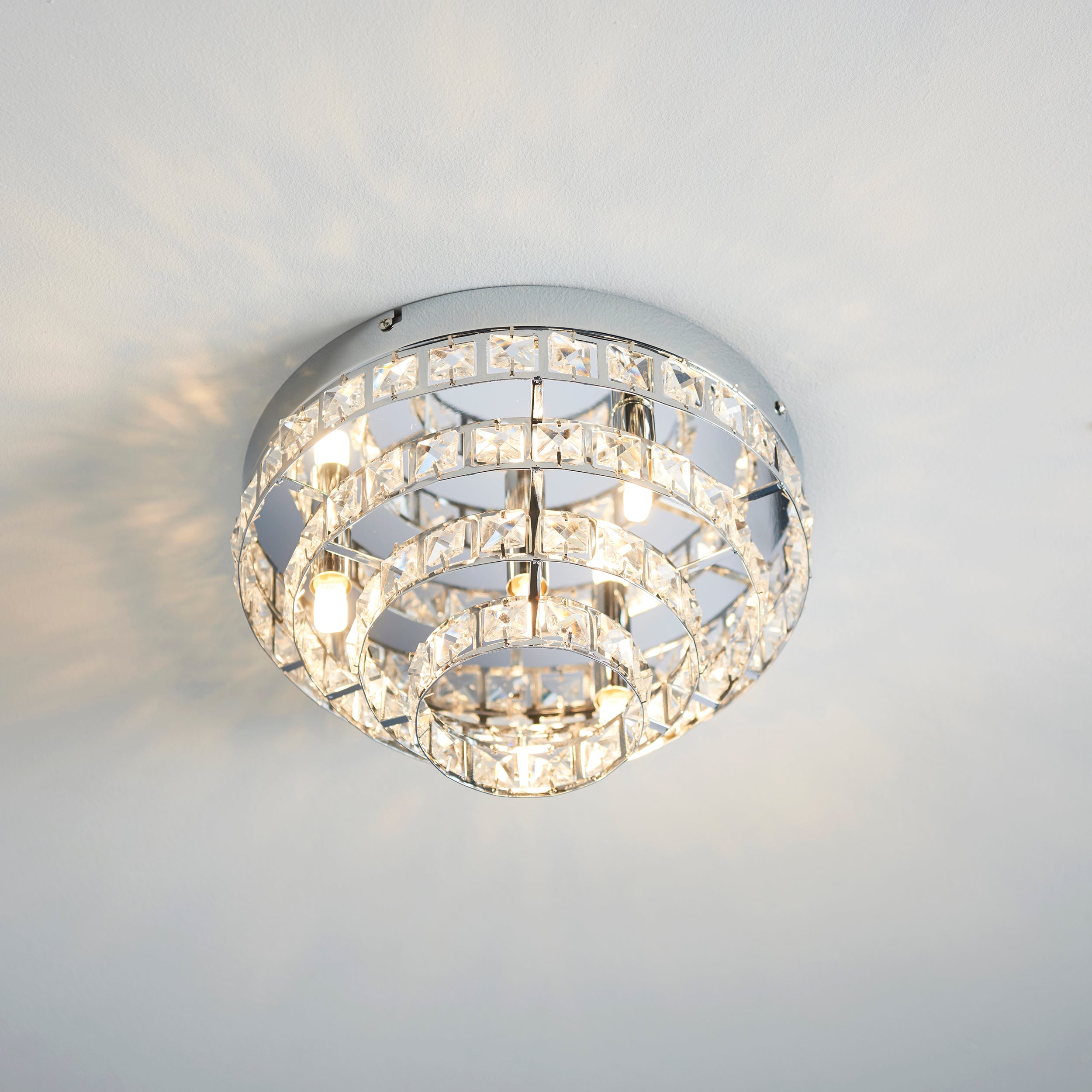 Endon Motown 4 Light Flush Fitting - Chrome Plate & Clear Crystal