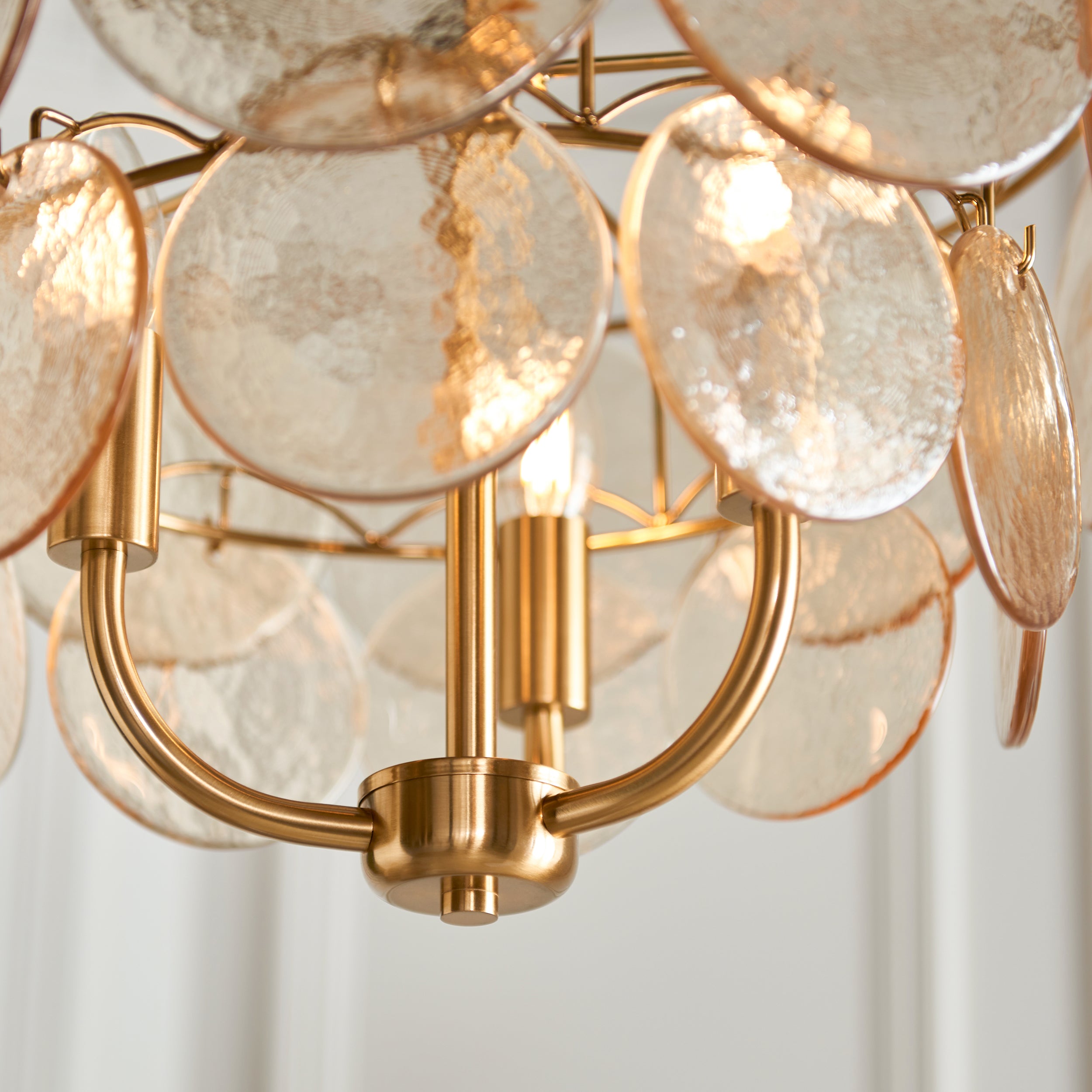Utopia Aura 3 Light Ceiling Pendant - Brushed Aged Brass & Champagne Glass
