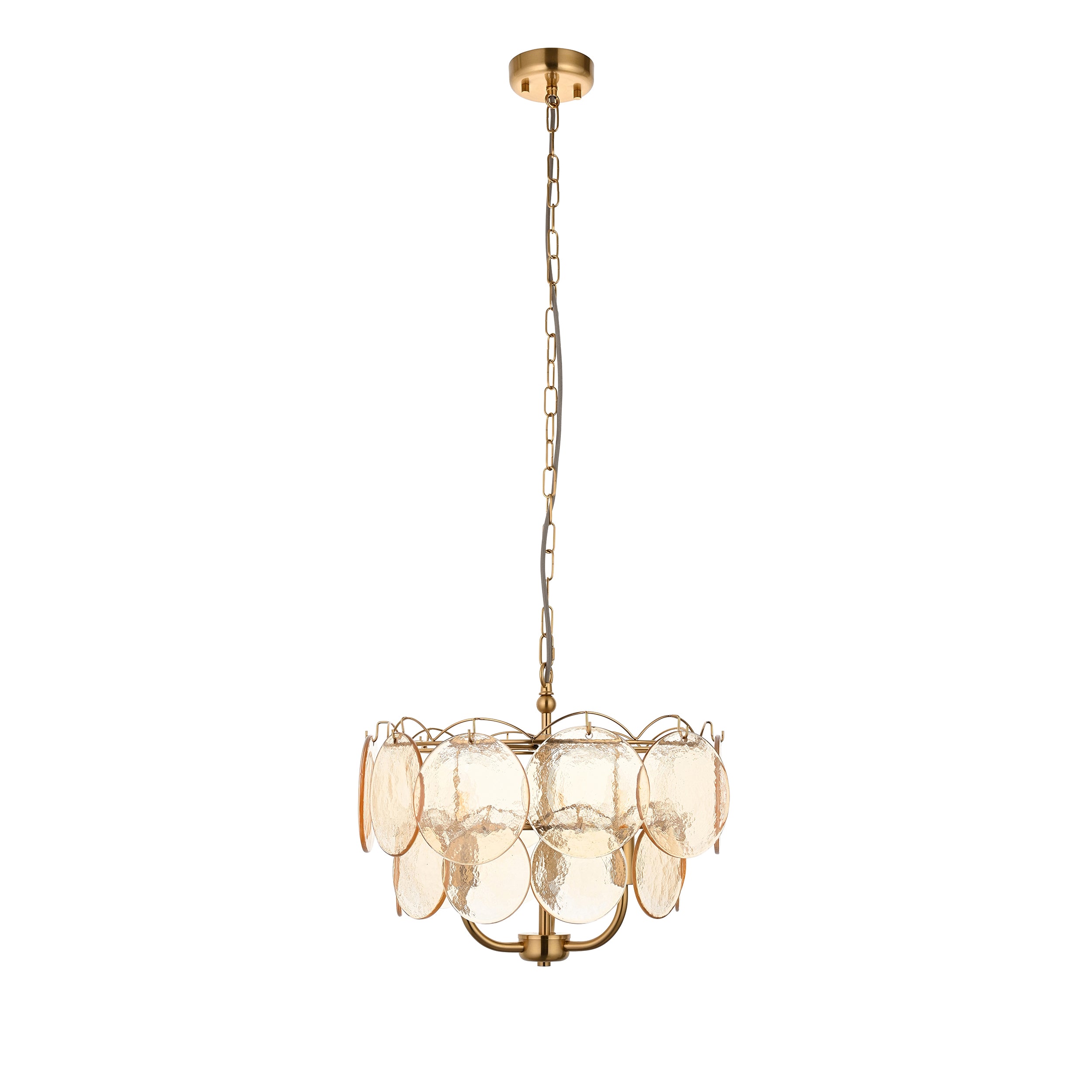 Utopia Aura 3 Light Ceiling Pendant - Brushed Aged Brass & Champagne Glass