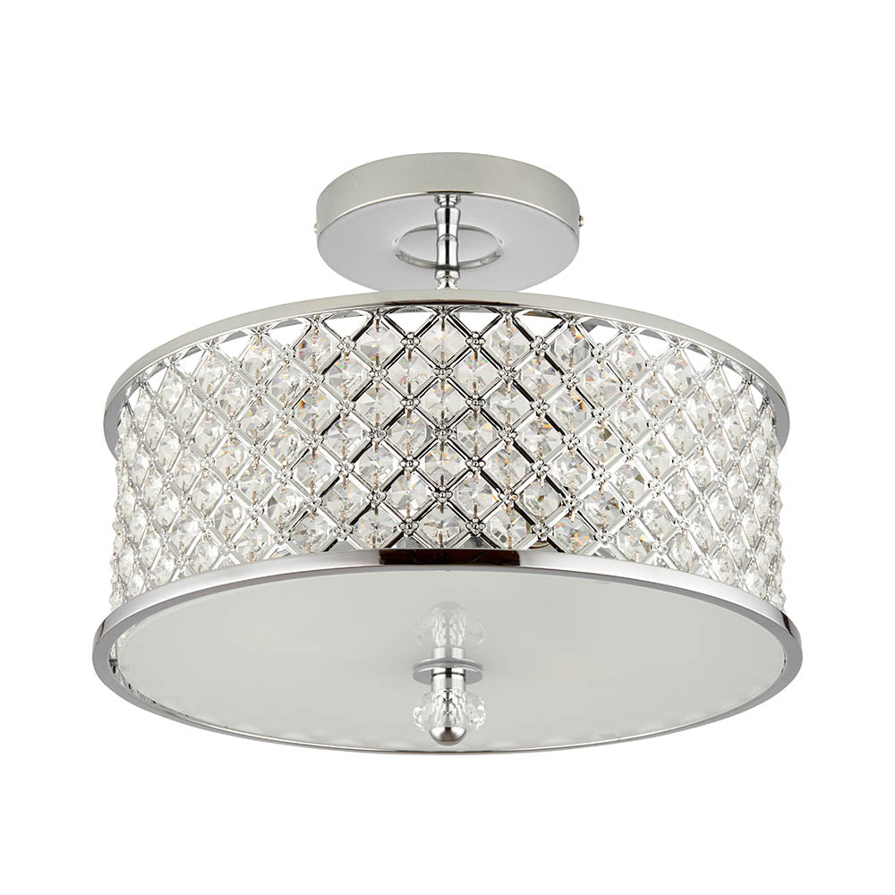Endon Hudson 3 Light Flush Fitting - Chrome Plate & Clear Crystal