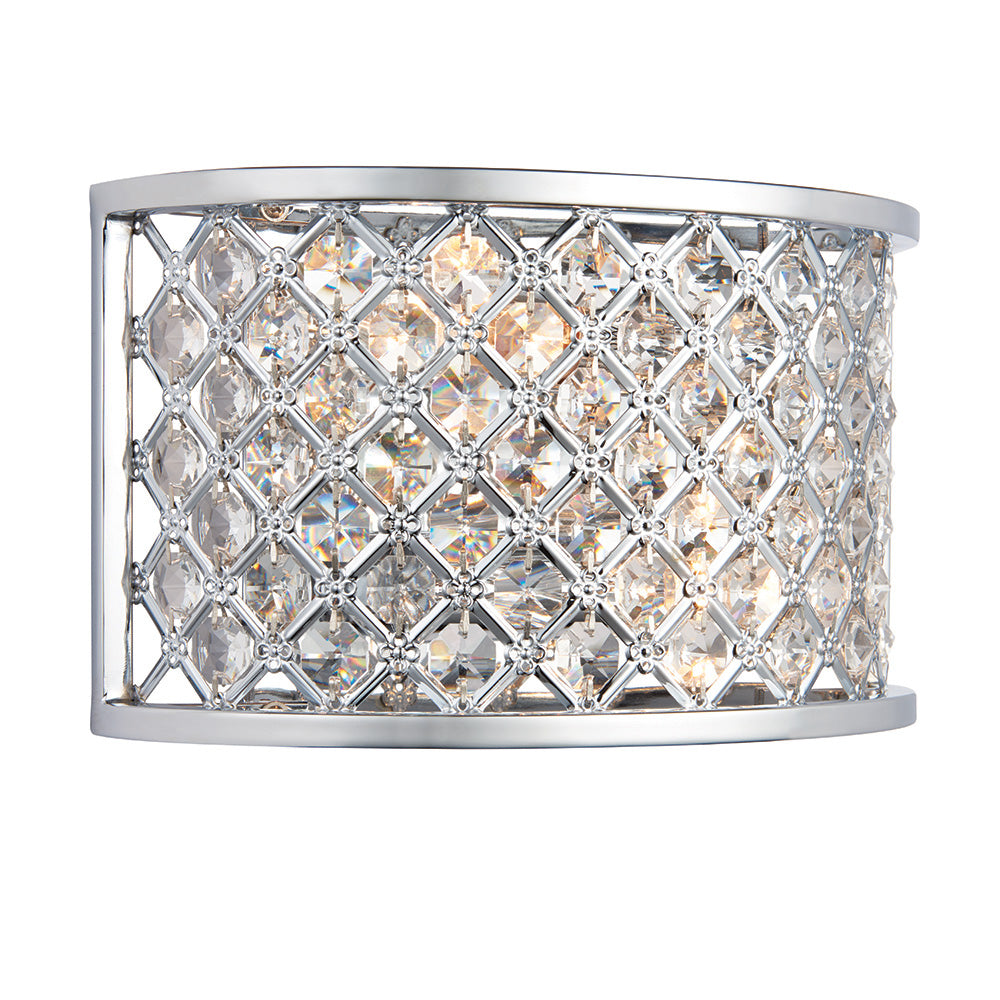 Endon Hudson 2 Light Wall Light - Chrome Plate & Clear Crystal