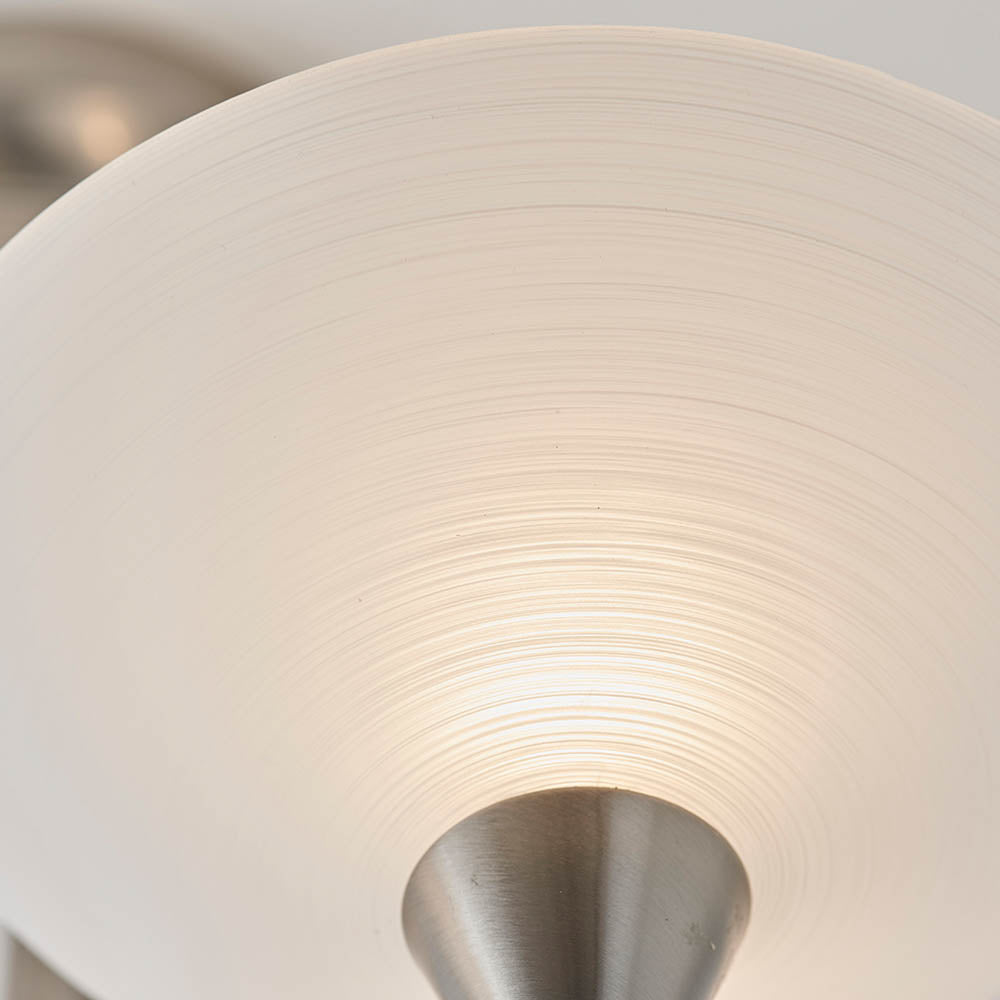 Endon Cagney 5 Light Semi Flush Fitting - Satin Chrome Plate & White Glass