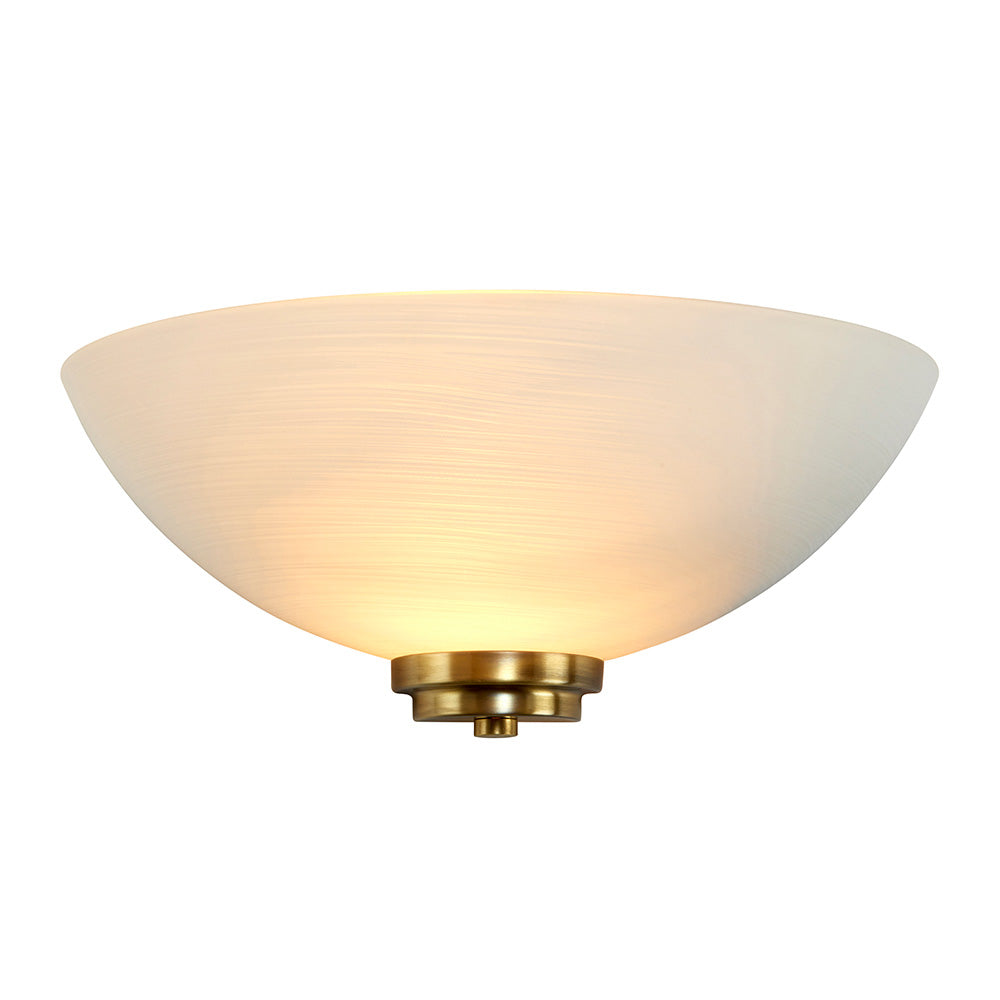 Endon Welles Single Light Wall Light - Antique Brass Plate & White Glass