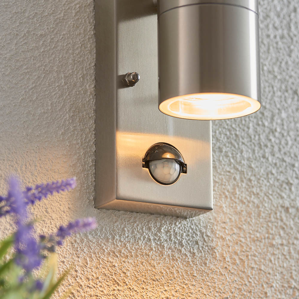 Endon Canon Pir 2 Light Wall Light - Polished Stainless Steel & Clear Glass