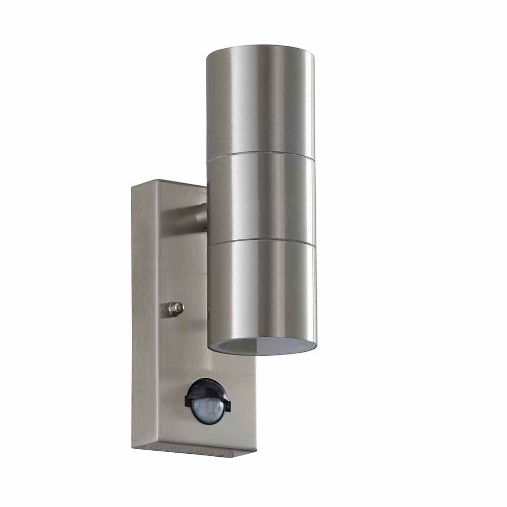 Endon Canon Pir 2 Light Wall Light - Polished Stainless Steel & Clear Glass