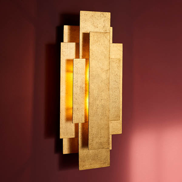 Utopia Overlay 2 Light Wall Light - Antique Gold