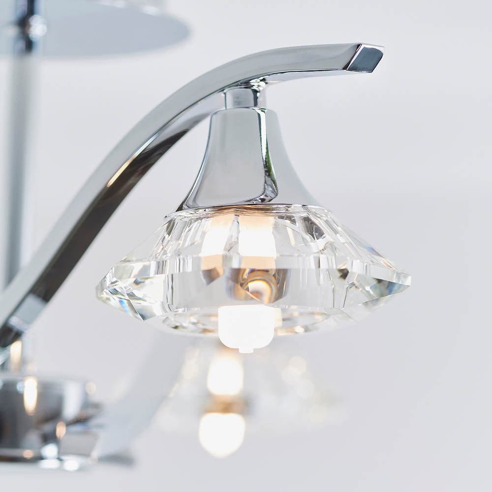 Endon Langella 3 Light Semi Flush Fitting - Chrome Plate & Clear Crystal