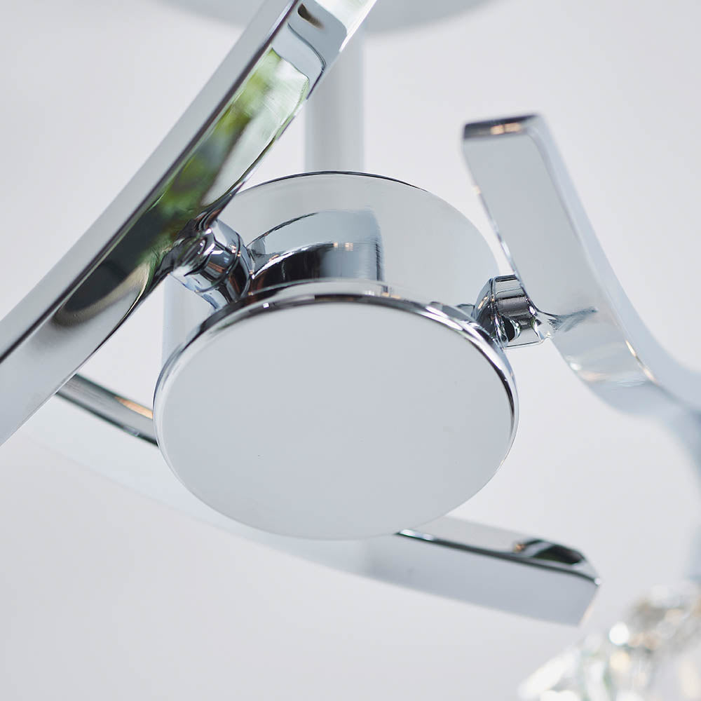 Endon Langella 3 Light Semi Flush Fitting - Chrome Plate & Clear Crystal