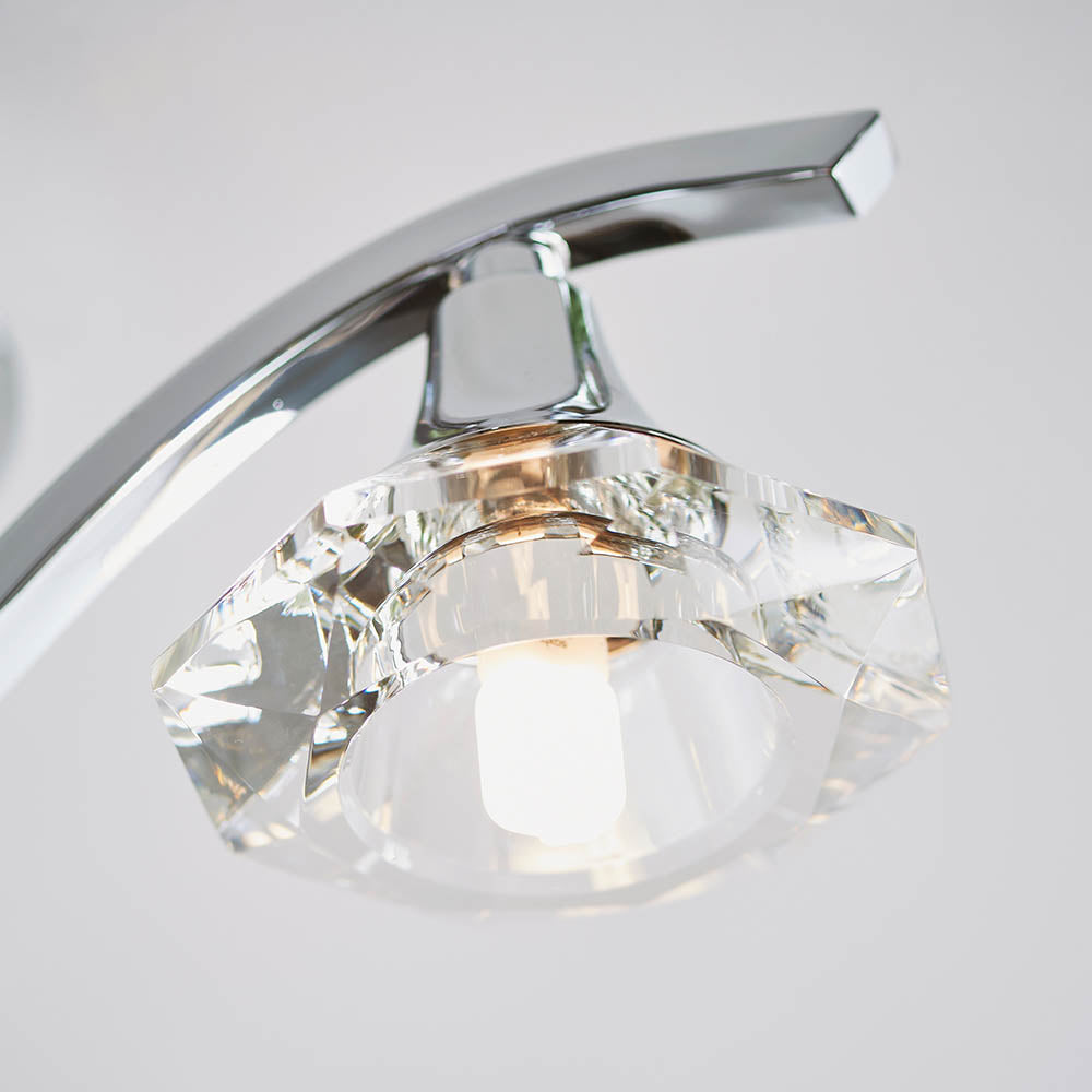 Endon Langella 3 Light Semi Flush Fitting - Chrome Plate & Clear Crystal