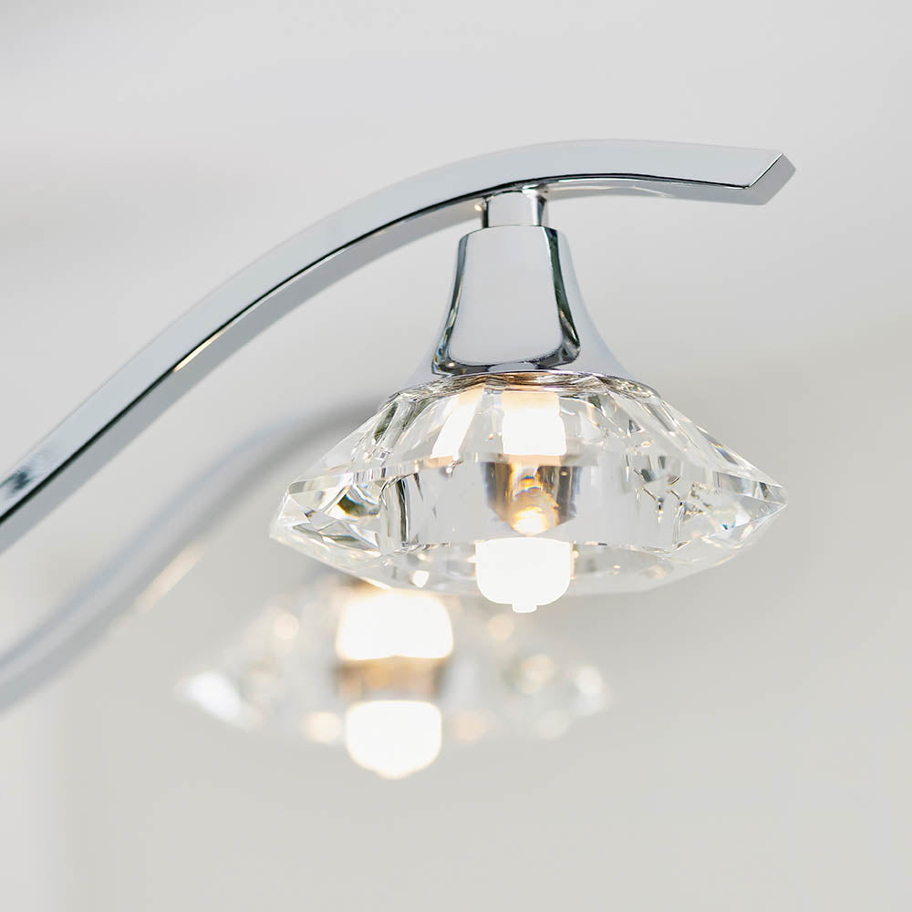 Endon Langella 5 Light Semi Flush Fitting - Chrome Plate & Clear Crystal