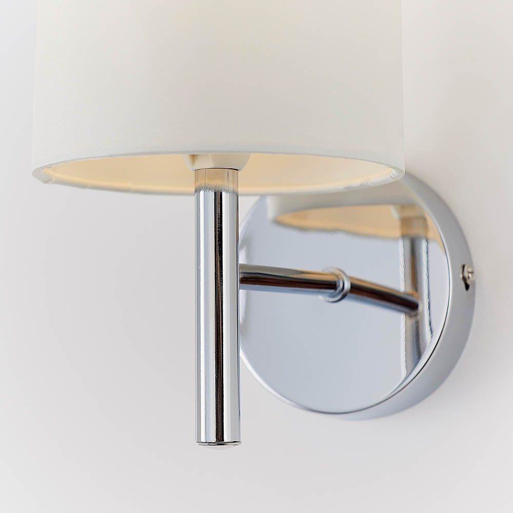 Endon Brio Single Light Wall Light - Chrome Plate & Vintage White Fabric