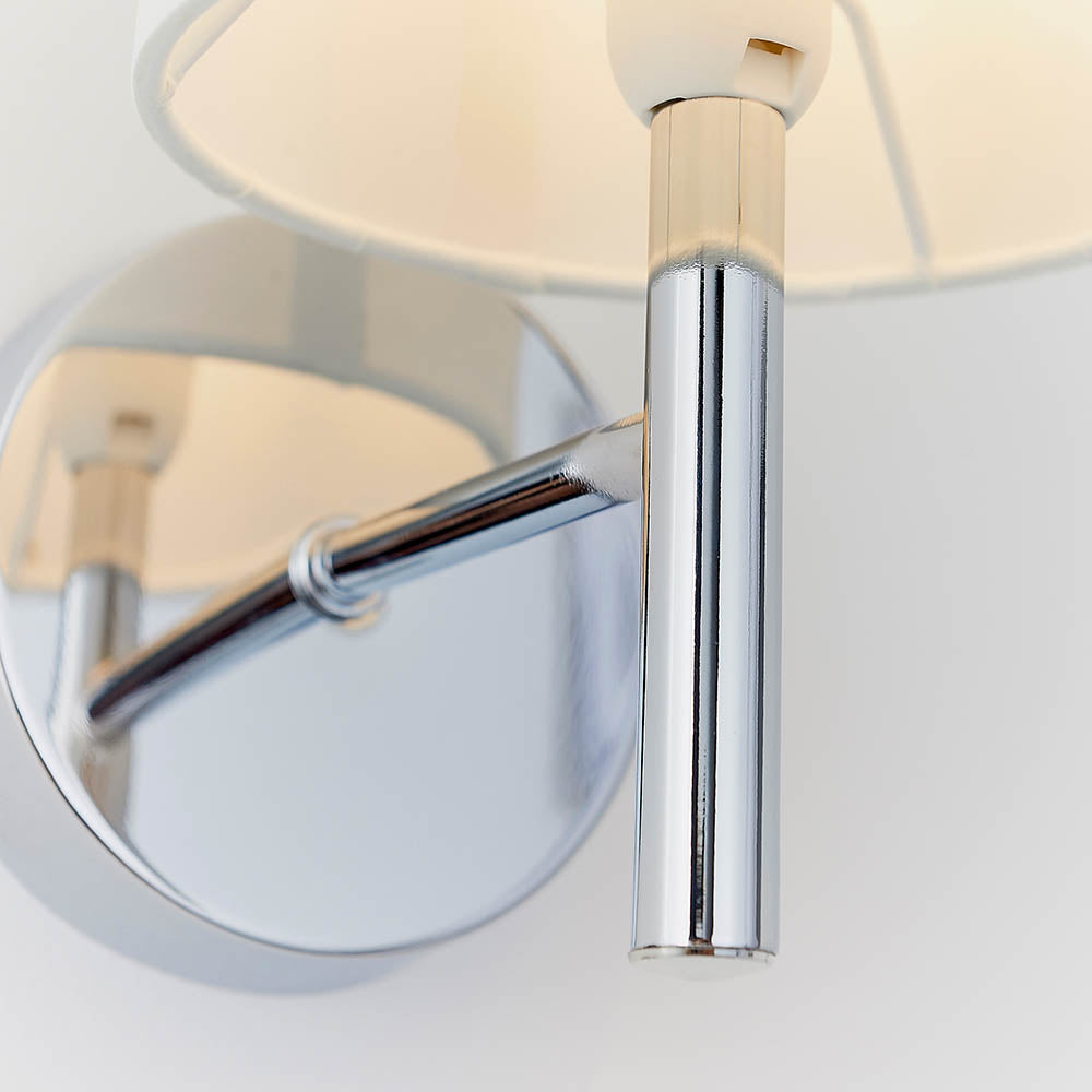 Endon Brio Single Light Wall Light - Chrome Plate & Vintage White Fabric