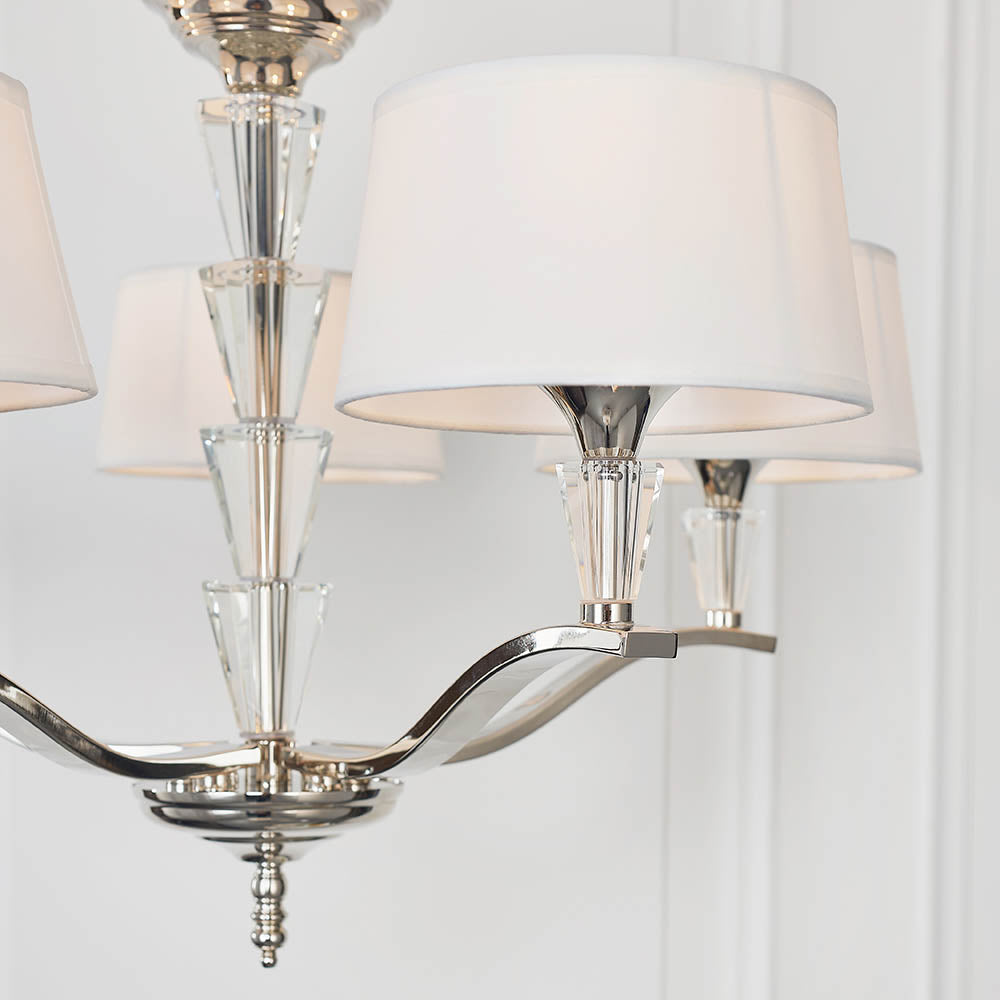 Endon Fiennes 5 Light Pendant - Chrome Plate & Vintage White Fabric