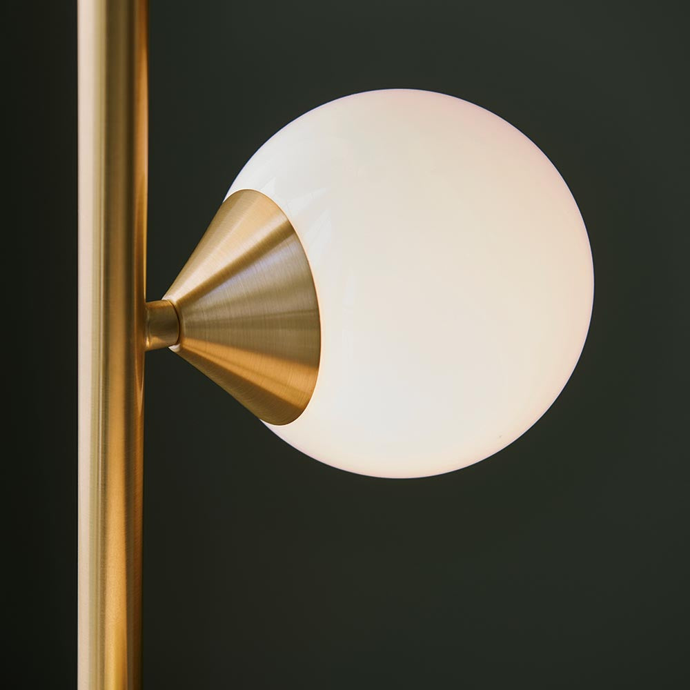 Utopia Lustre Floor Lamp - Satin Brass Plate & Gloss White Glass