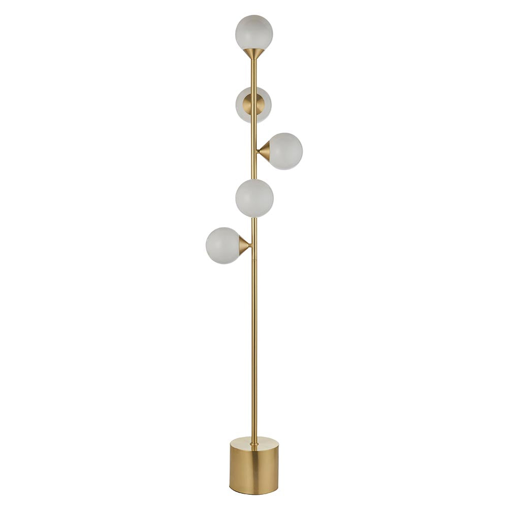 Utopia Lustre Floor Lamp - Satin Brass Plate & Gloss White Glass