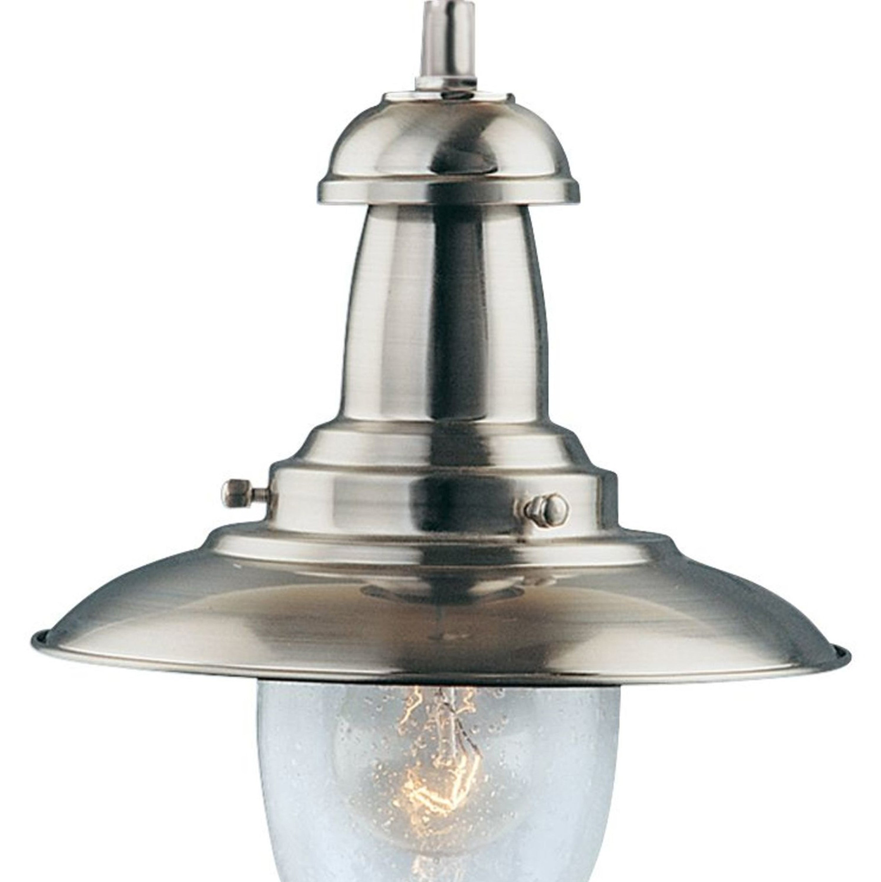 Searchlight Falkland Satin Silver Pendant Light With Oval Seeded Glass Shade