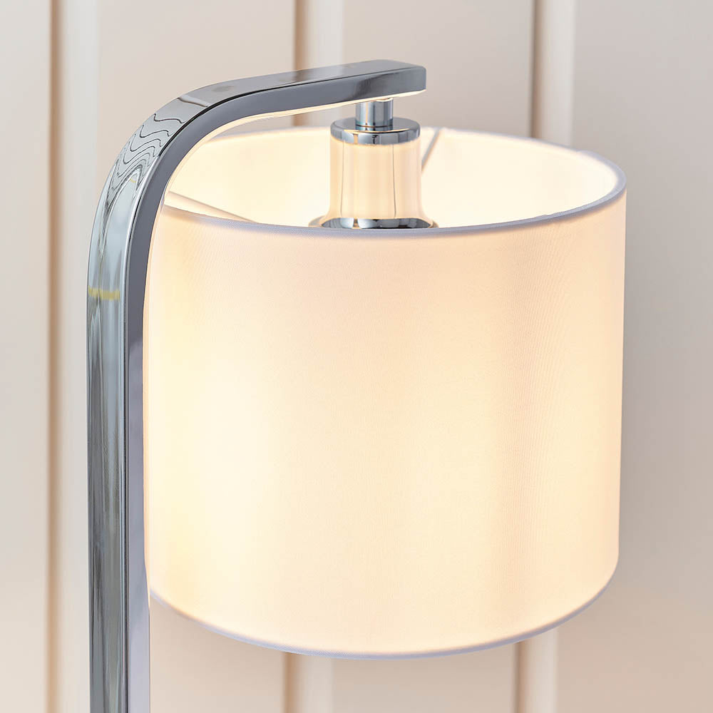 Endon Canning Single Light Table Lamp - Chrome Plate & White Acrylic