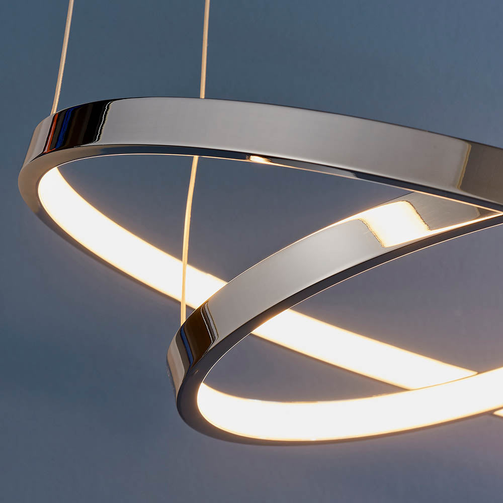 Endon Kline 2 Ring Pendant - Chrome Plate & Frosted Acrylic
