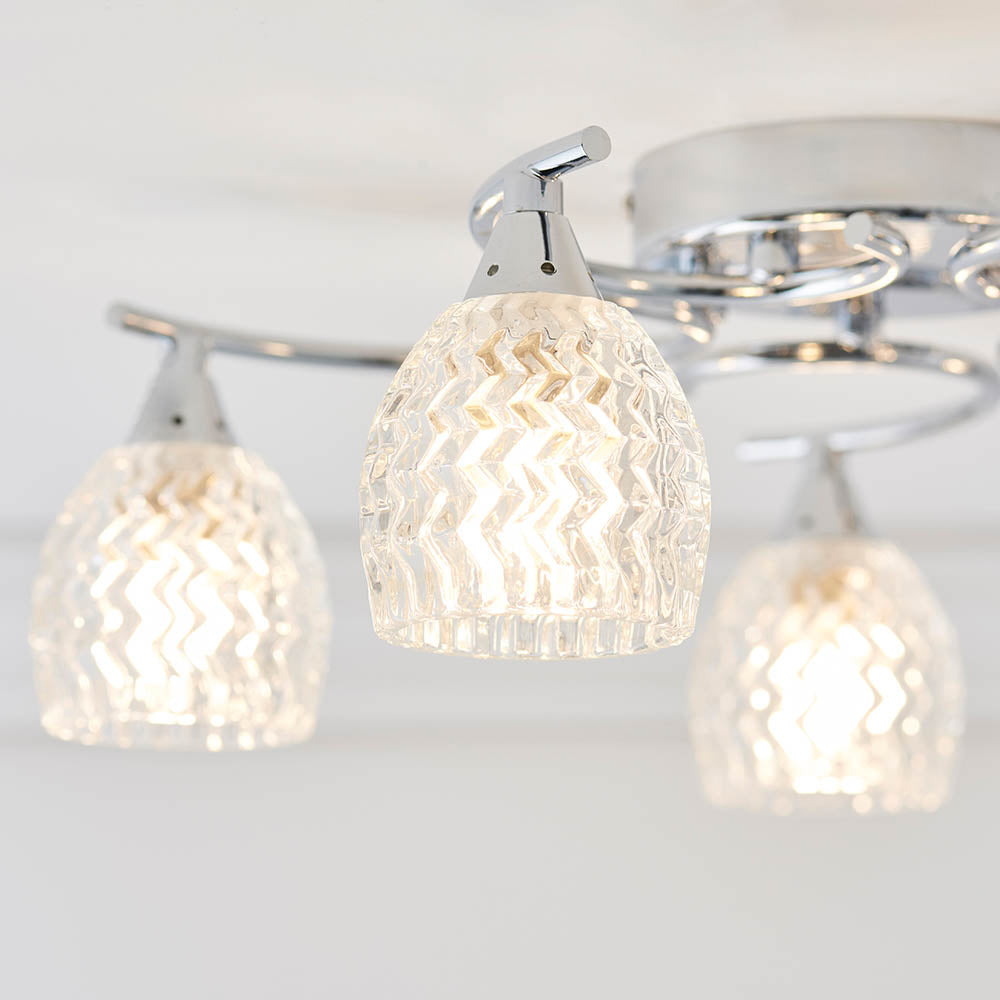 Endon Boyer 5 Light Semi Flush Fitting - Chrome Plate & Clear Glass