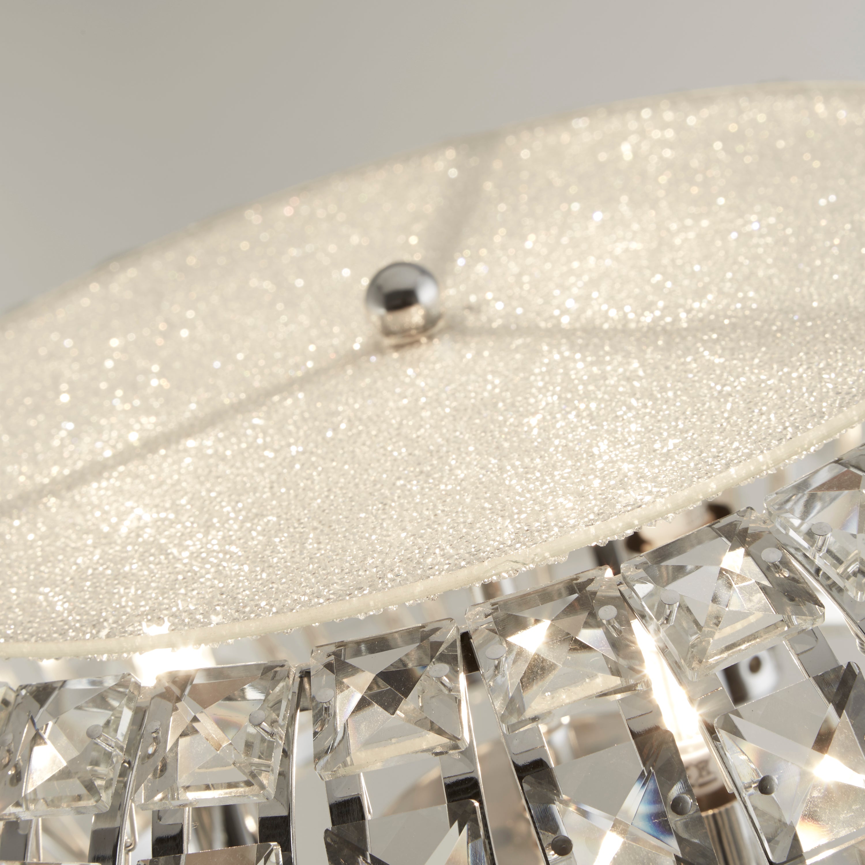 Searchlight Maria 3 Light Floor Lamp - Chrome, Crystal Glass & Sand