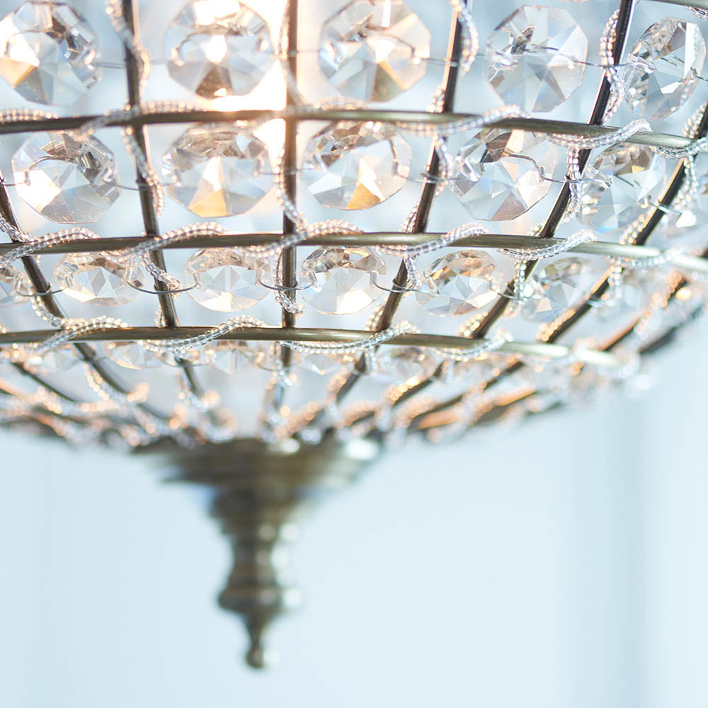 Endon Tanaro Single Light Pendant - Antique Brass Plate & Clear Glass