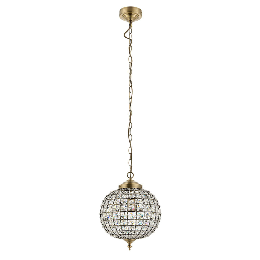 Endon Tanaro Single Light Pendant - Antique Brass Plate & Clear Glass