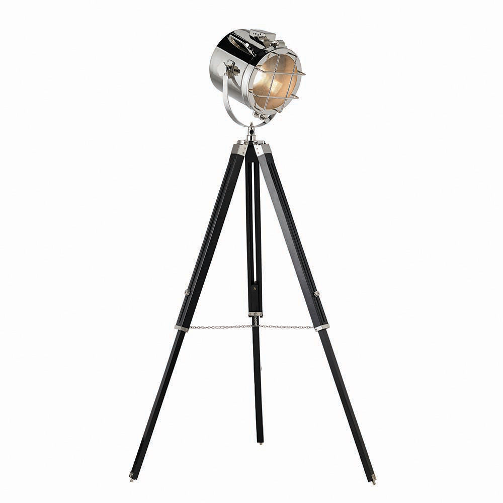 Endon Nautical Single Light Floor Lamp - Polished Nickel Plate & Matt Black