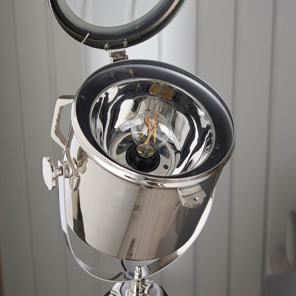Endon Nautical Single Light Floor Lamp - Polished Nickel Plate & Matt Black