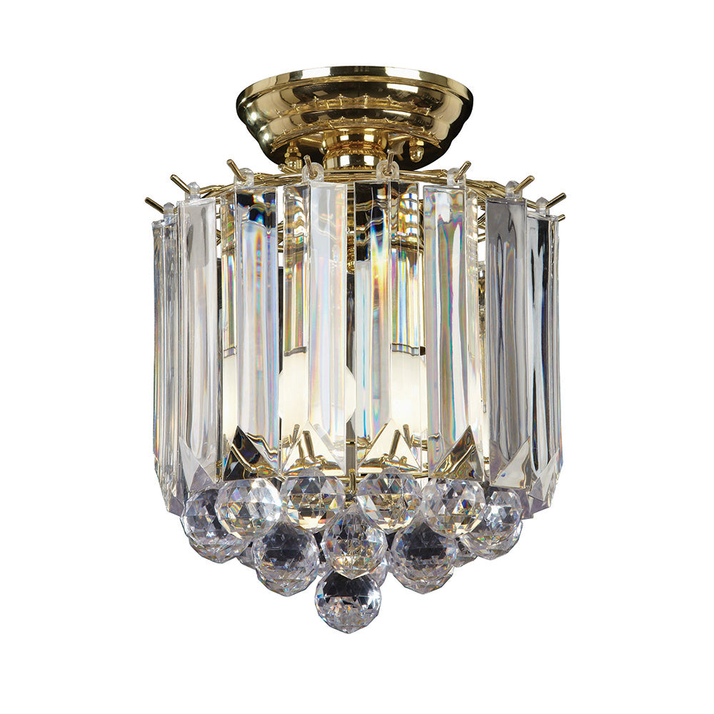 Endon Fargo 2 Light Flush Fitting - Brass Plate & Clear Acrylic