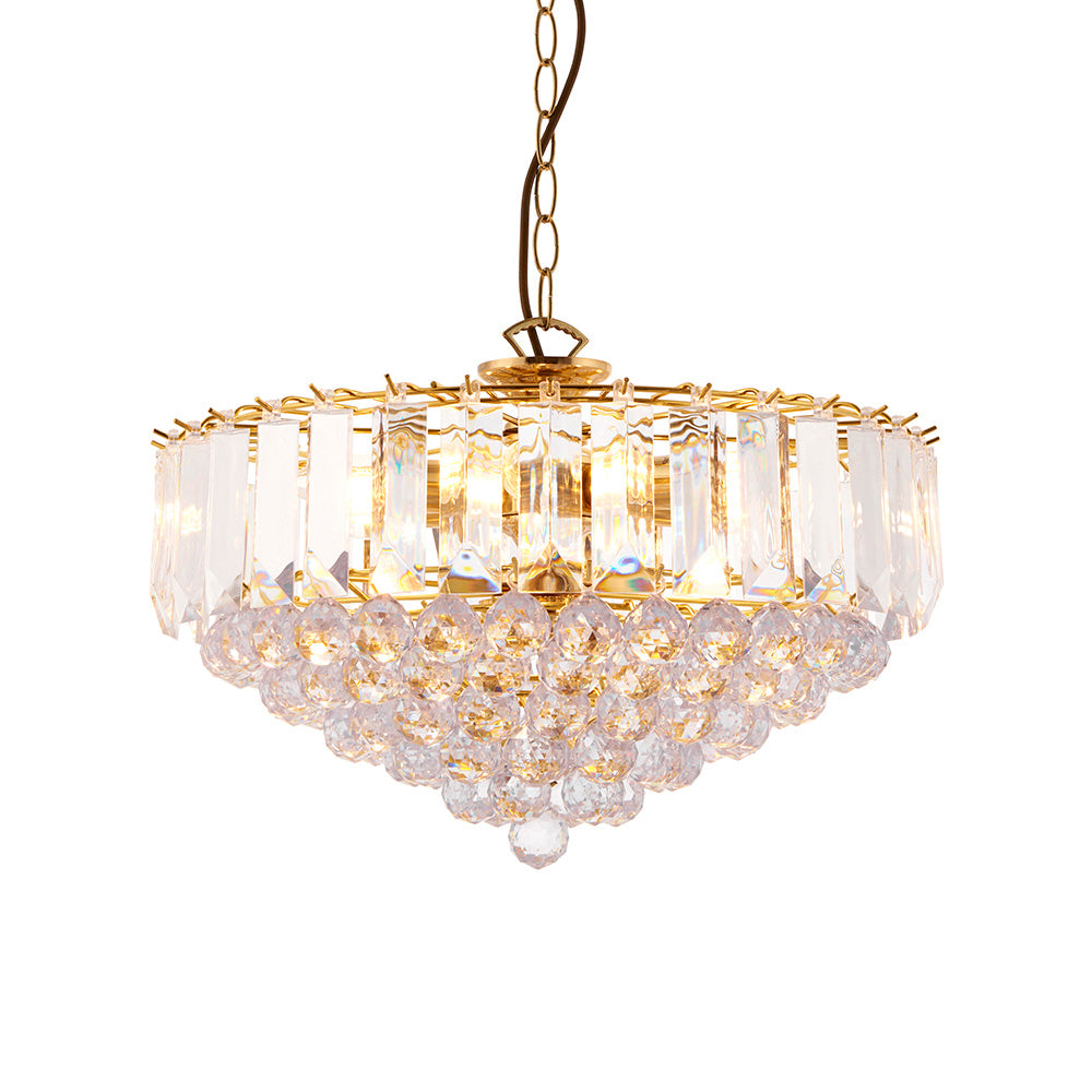 Endon Fargo 6 Light Pendant - Brass Plate & Clear Acrylic