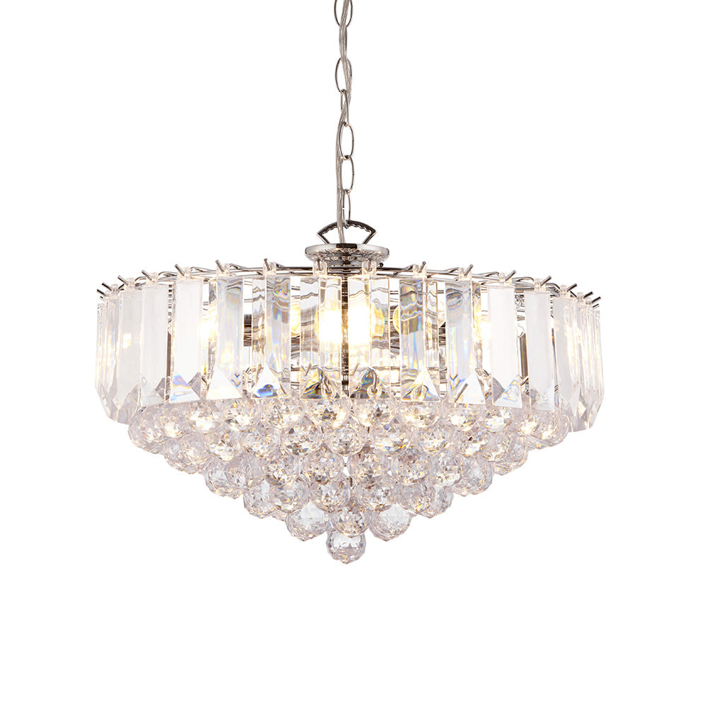 Endon Fargo 6 Light Pendant - Chrome Plate & Clear Acrylic