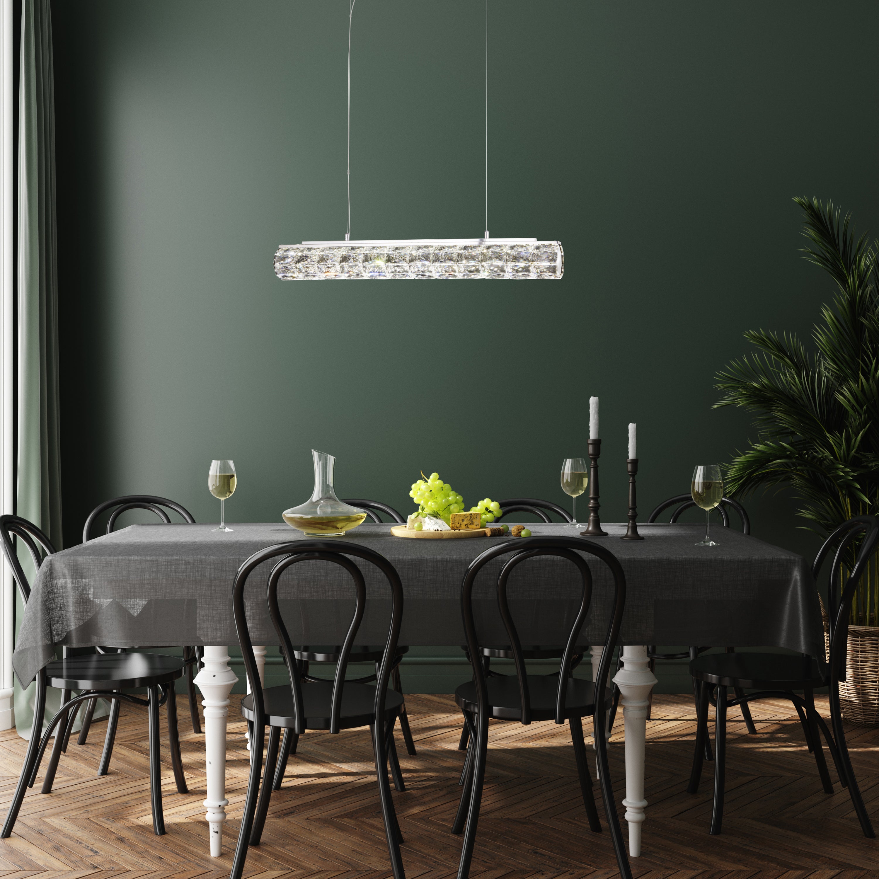 Searchlight Radnor LED Pendant - Chrome & Clear Crystal Trim