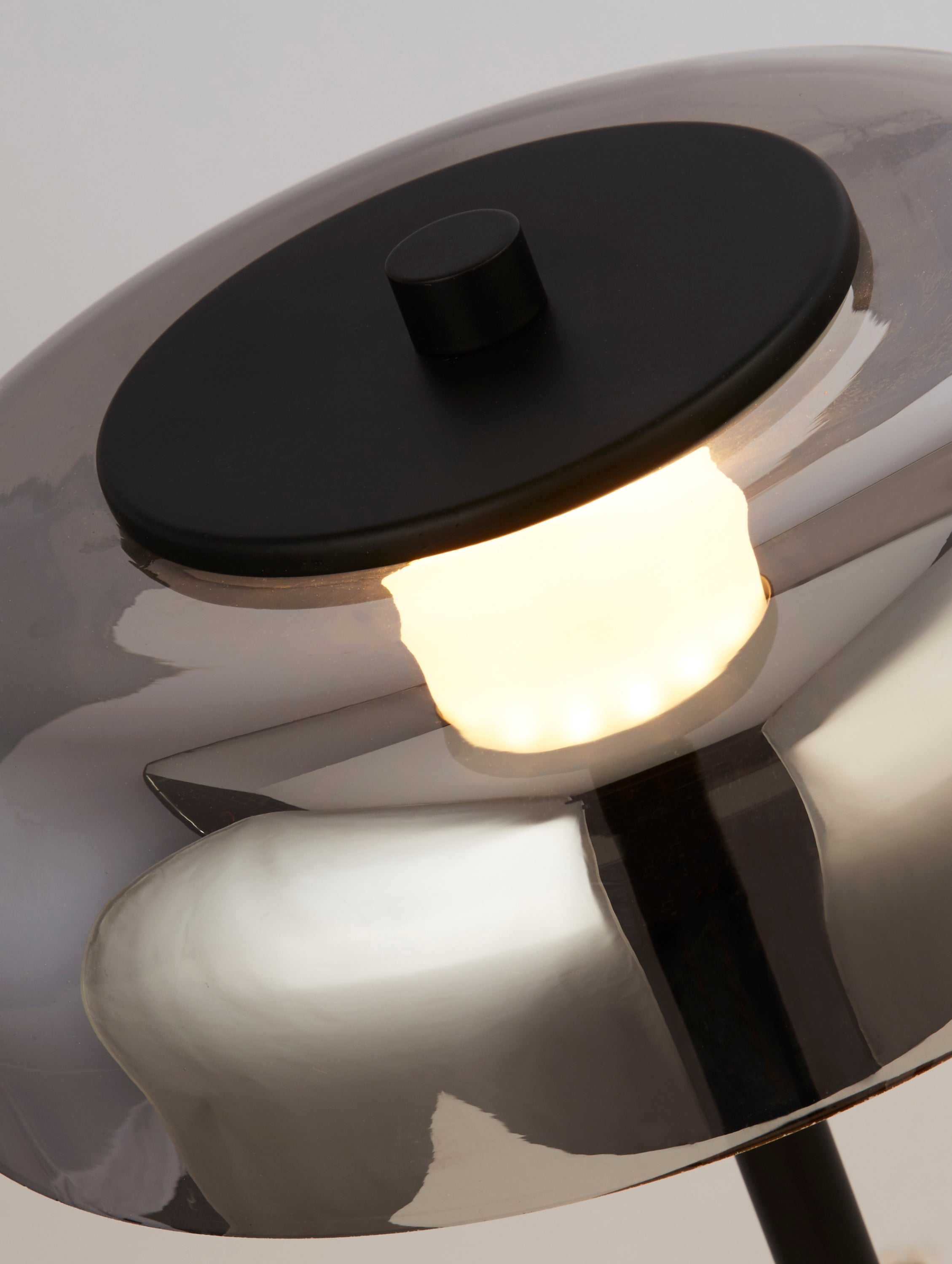 Searchlight Fir LED Table Lamp - Matt Black & Smoked Glass