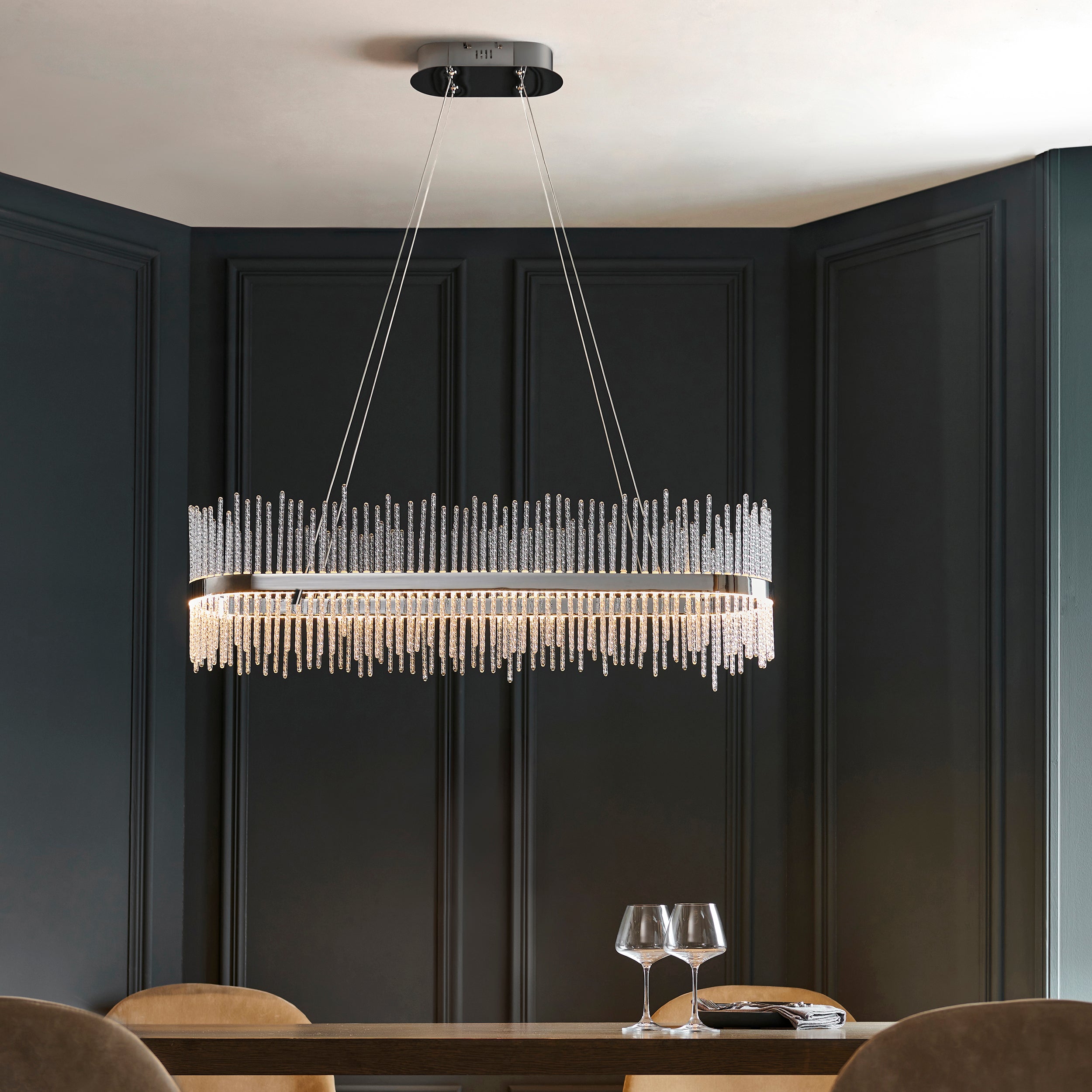Utopia Twist Linear Pendant - Chrome Plate & Clear Glass