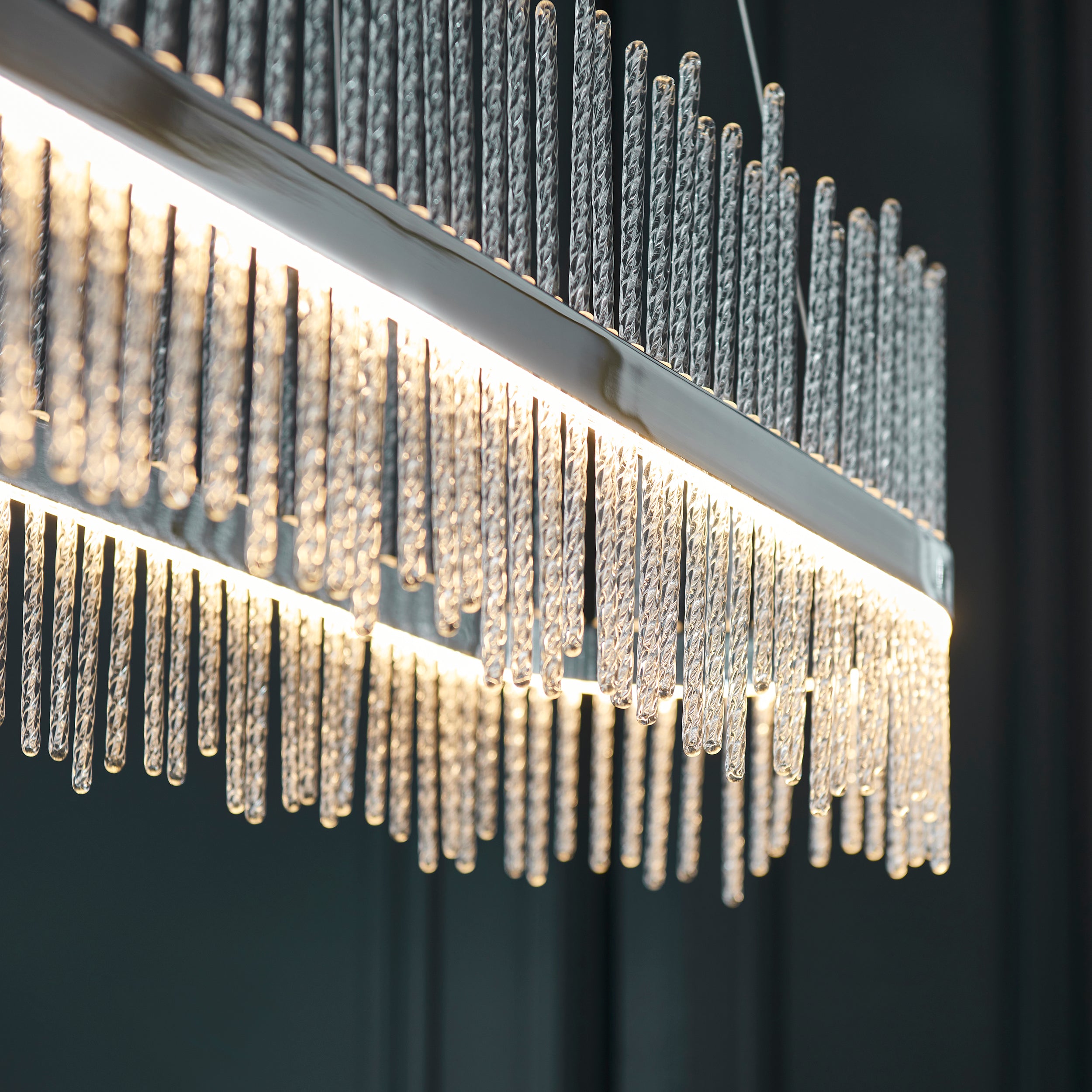 Utopia Twist Linear Pendant - Chrome Plate & Clear Glass