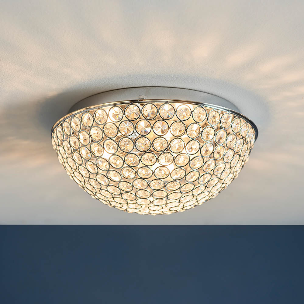 Endon Chryla 3 Light Flush Fitting - Chrome Plate & Clear Crystal