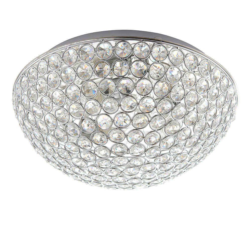 Endon Chryla 3 Light Flush Fitting - Chrome Plate & Clear Crystal
