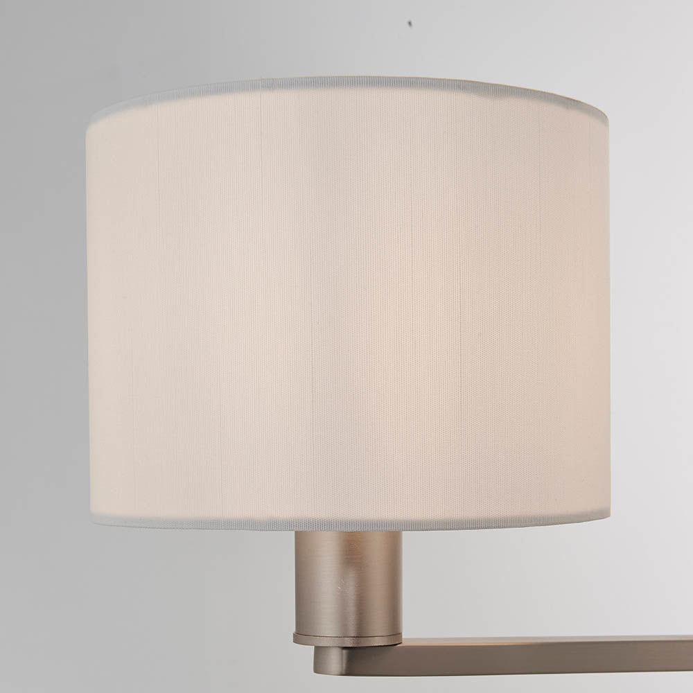 Endon Daley 3 Light Arm Pendant - Matt Nickel & Vintage White Faux Silk
