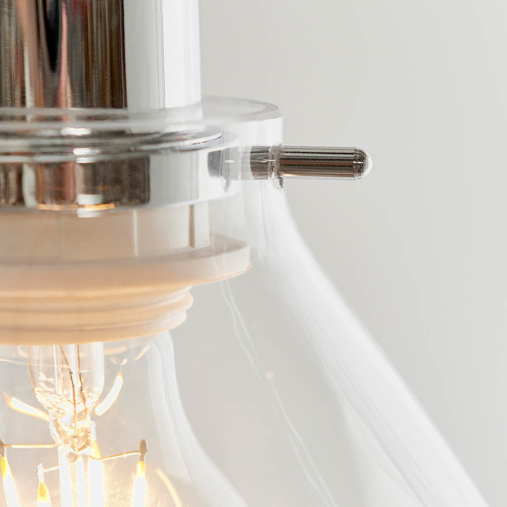 Endon Elstow Single Light Pendant Shade - Clear Glass & Chrome Plate - Shade Only
