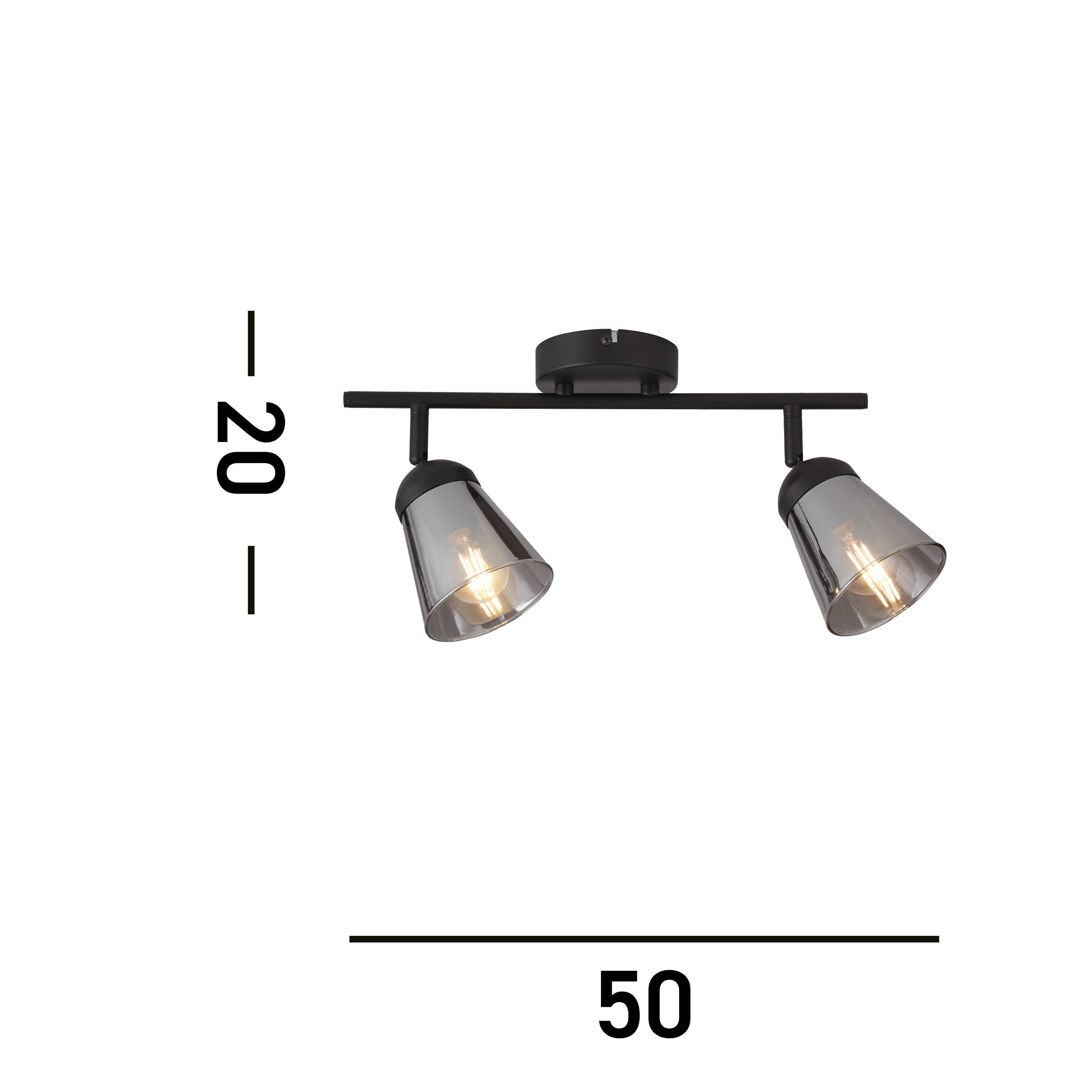 Searchlight Martin 2 Light Spotlight - Black Metal With Smoked Glass