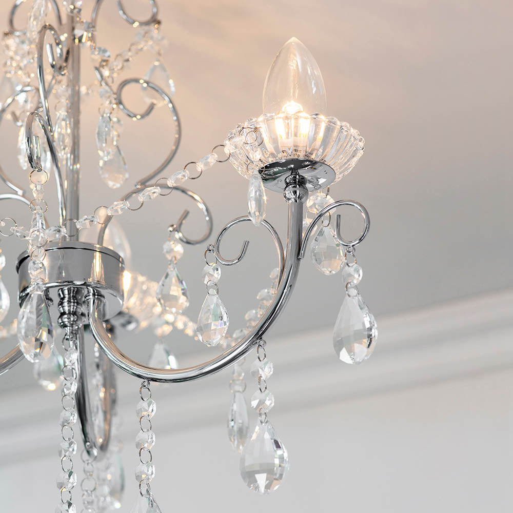 Endon Tabitha 3 Light Semi Flush Fitting - Chrome Plate & Clear Crystal